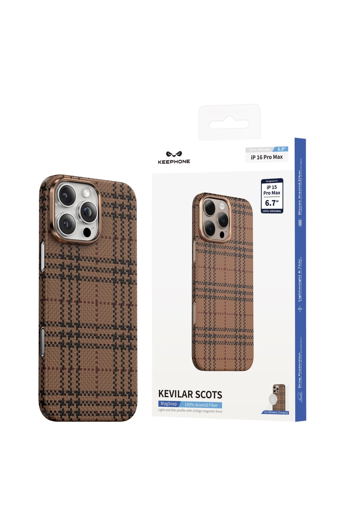 Keephone iPhone 16 Pro Max Scots Kevlar Magsafe Kılıf - Çöl Titanyum