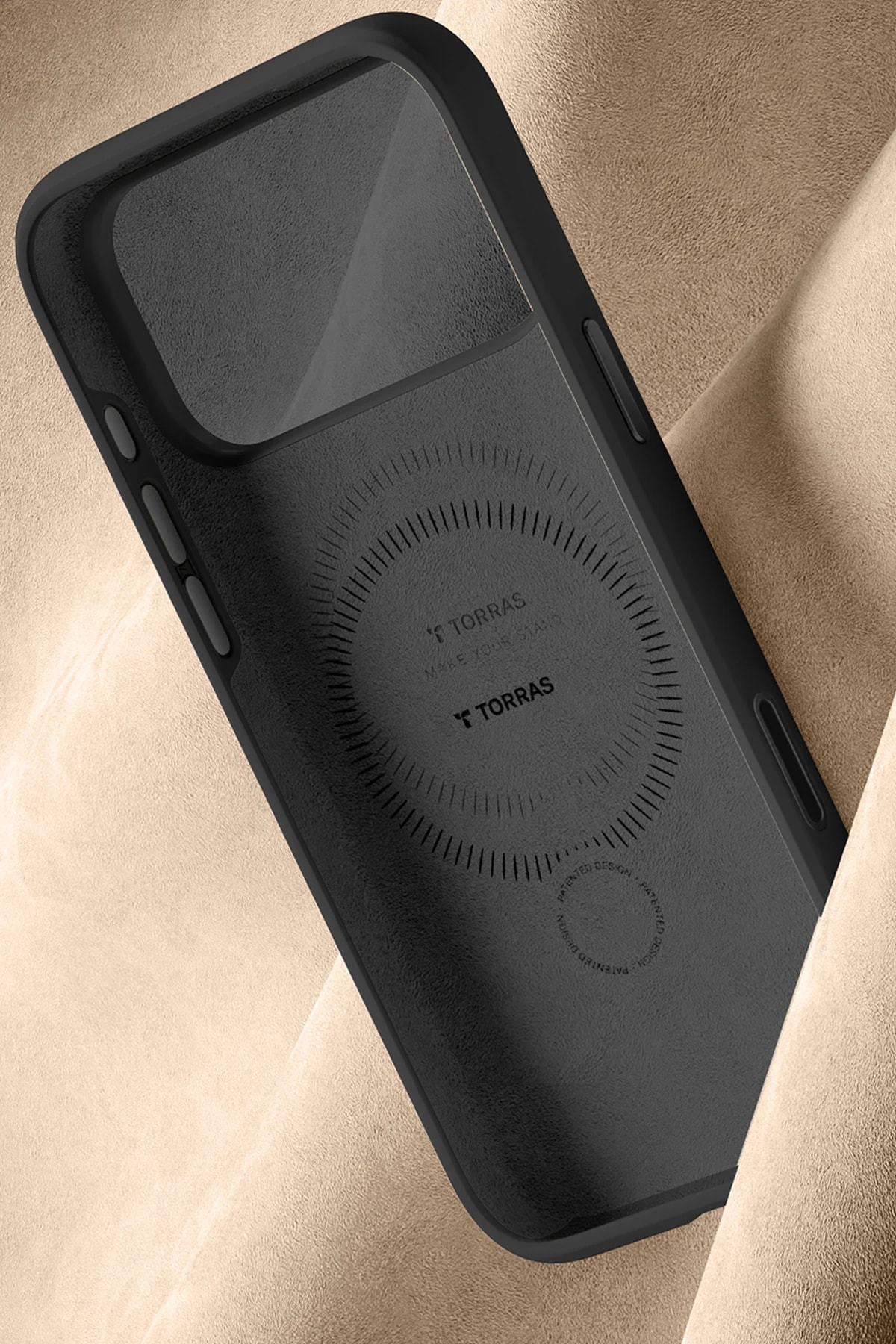 Torras Apple iPhone 17 Pro O Stand Spin Silicone Serisi Magsafe Kılıf - Siyah