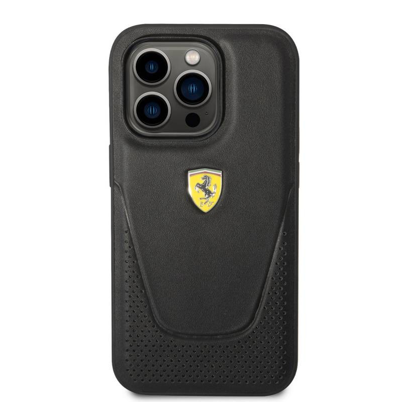 FERRARİ HC LEATHER VICI PERFORATED BLACK iPhone 14 PRO FEHCP14LRVIK