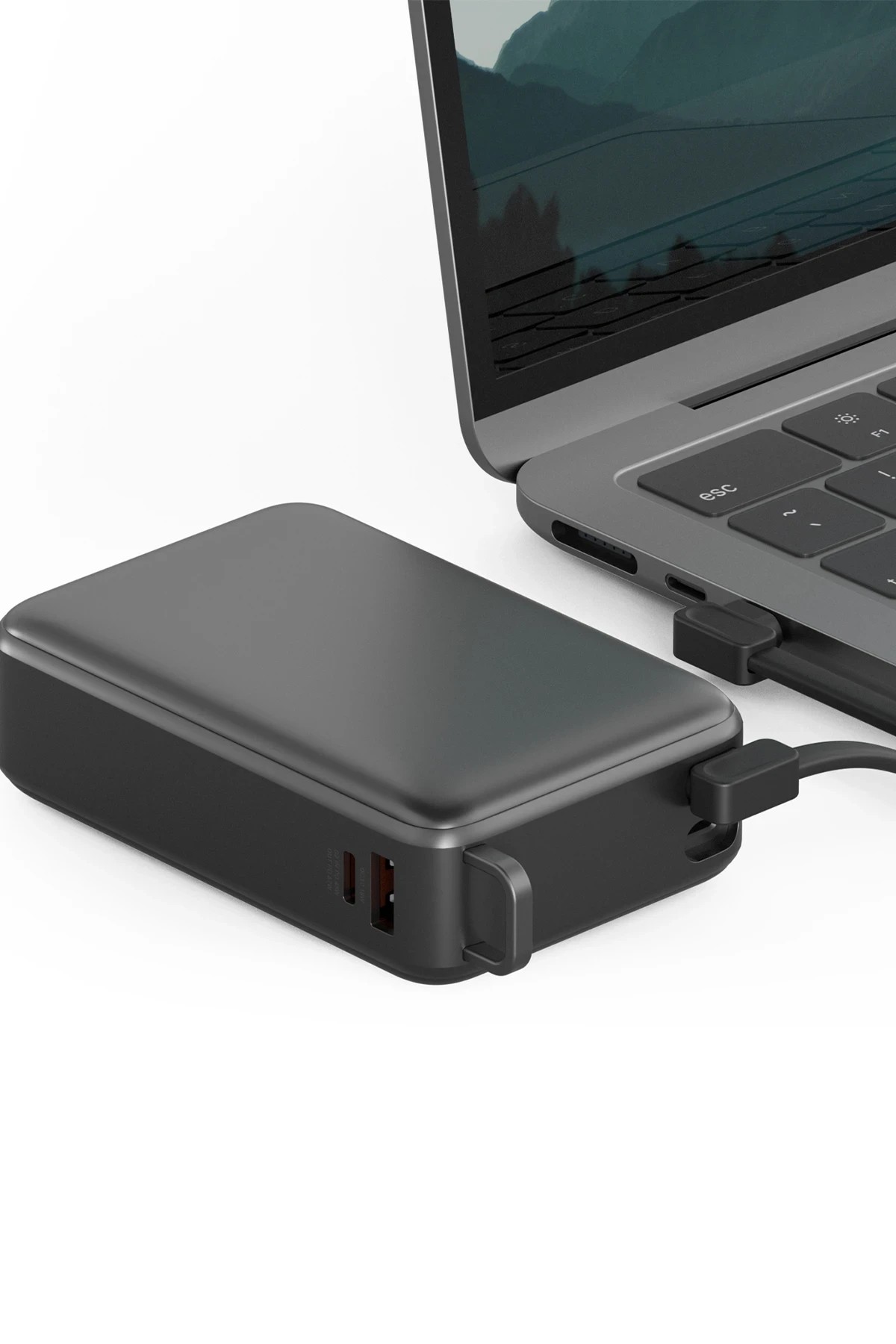 Energea ComPac Ultra67 20.000 mAh 2 Adet 67W Type-C ve 18W USB Çıkışlı Ekstra 100W Kablolu PD Hızlı Şarj Powerbank - Koyu Gri