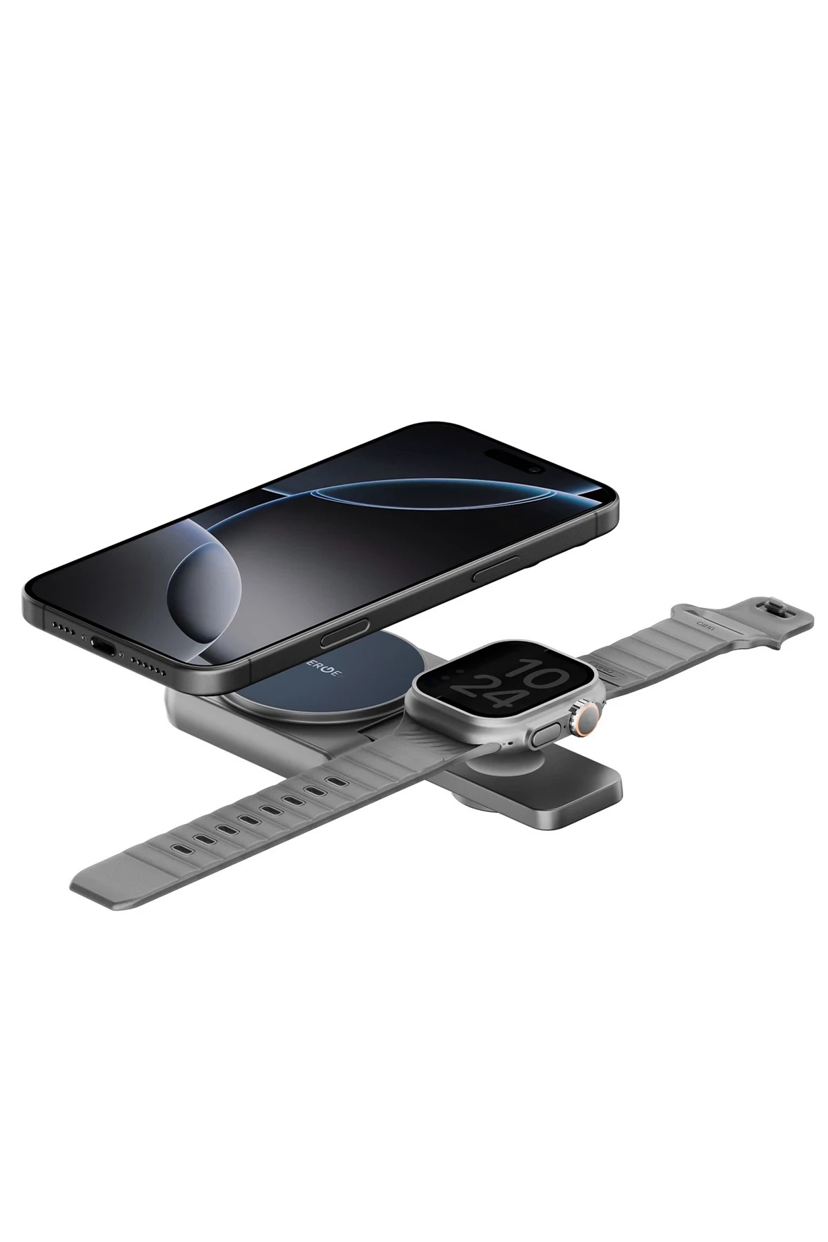 Energea MagDuo 2in1 Katlanabilir 15W Telefon ve 2.5W Saat Masaüstü Hızlı Şarj Standı - Lacivert