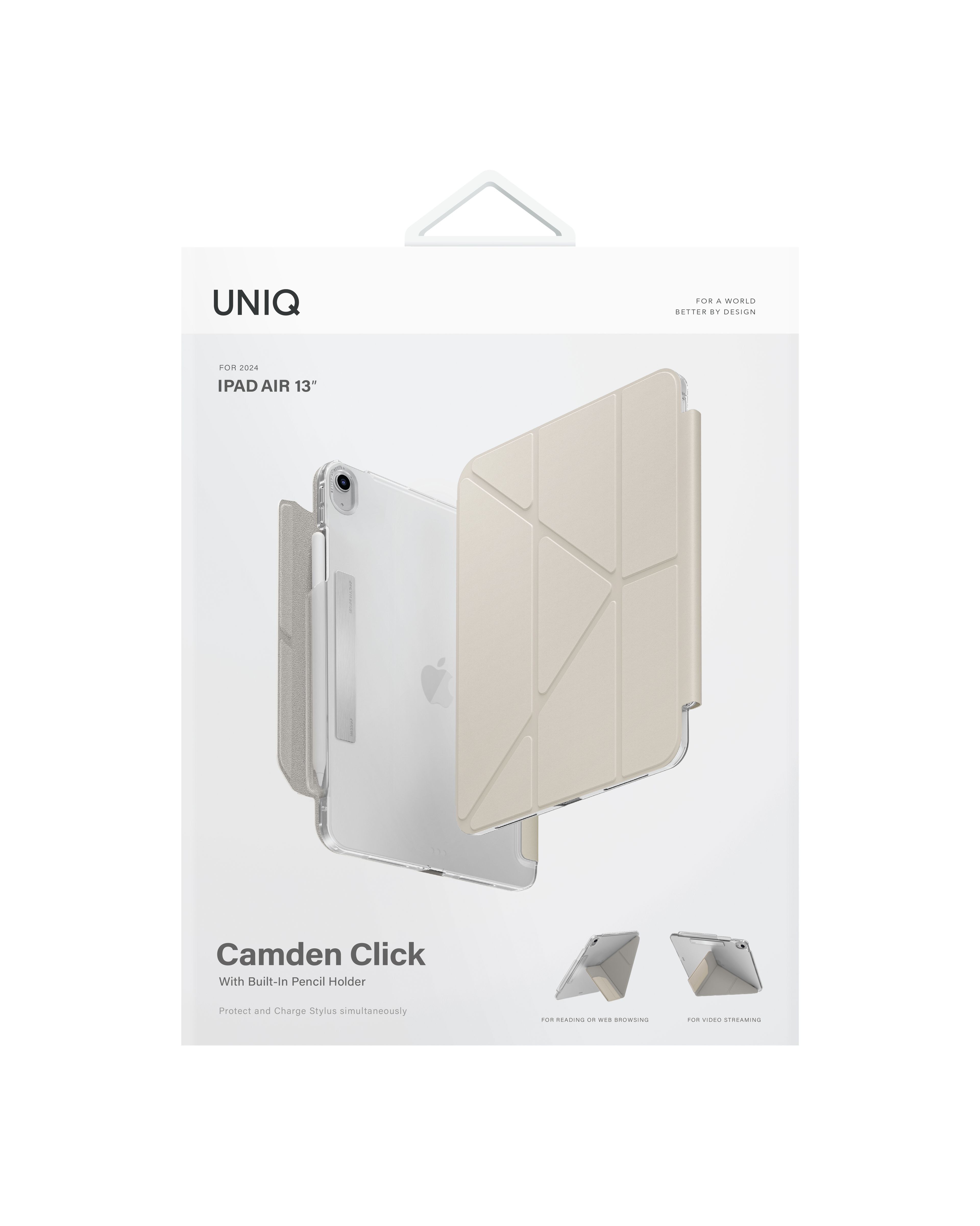 Uniq iPad Air 13 (2024) Camden Katlanabilir Tablet Kapak - Bej