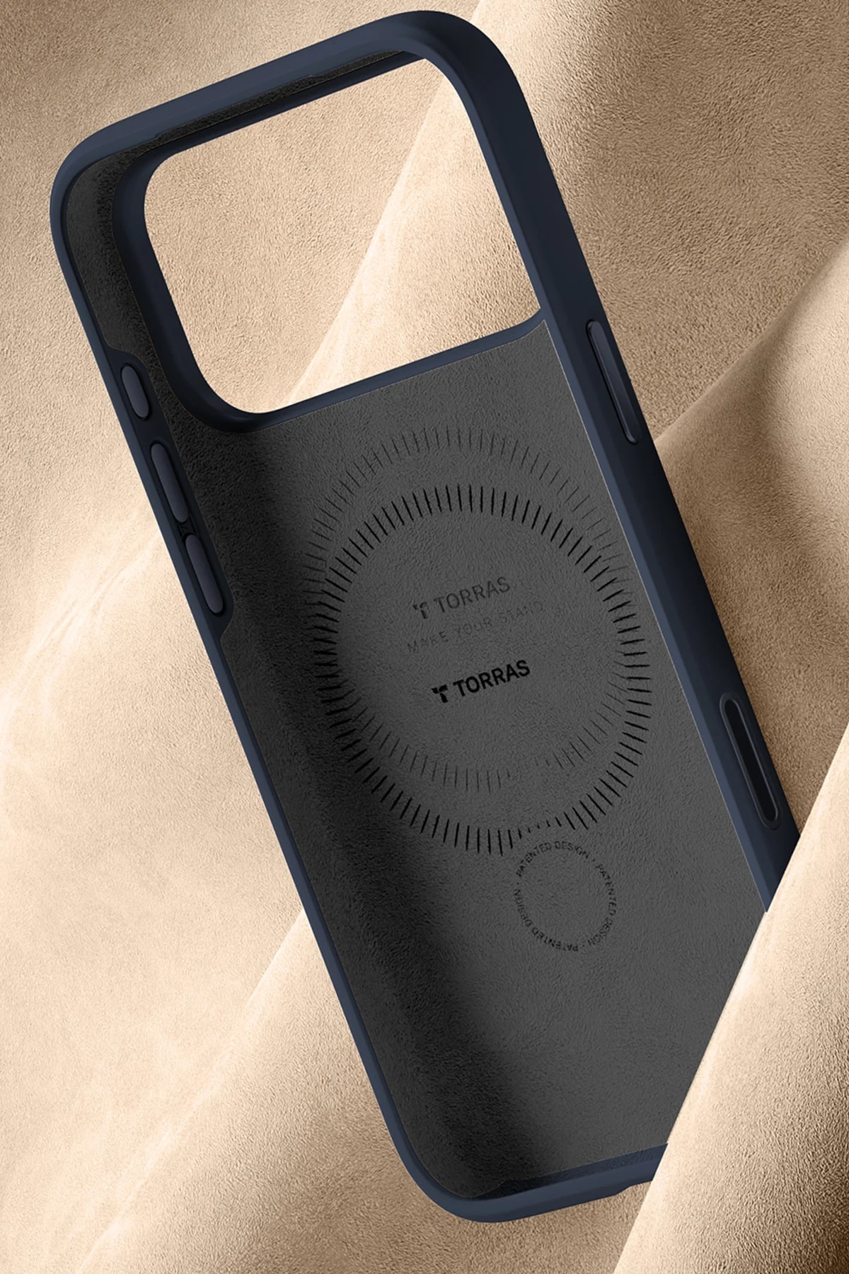 Torras Apple iPhone 17 Pro Max O Stand Spin Silicone Serisi Magsafe Kılıf - Lacivert