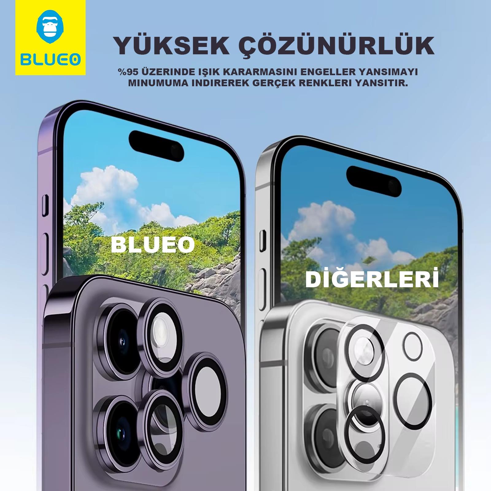 Blueo Original Metal Frame iPhone 17 Pro 17 Pro Max Uyumlu Kamera Lens Koruyucu Gümüş