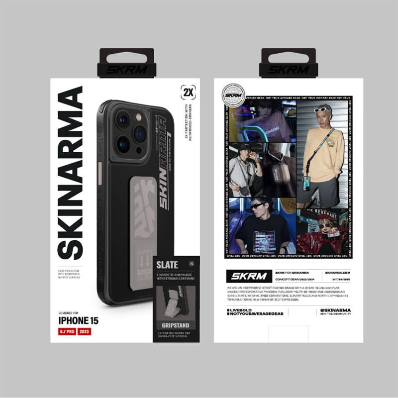 Skinarma Apple iPhone 15 Pro Max Slate Grip - Stand Gray