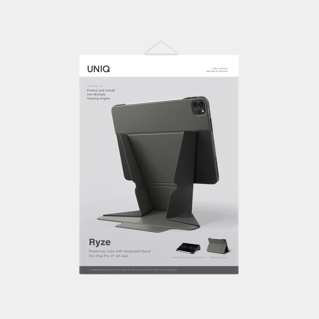 Uniq iPad Air 11 Ryze Standlı Katlanabilir Tablet Kapak Gri