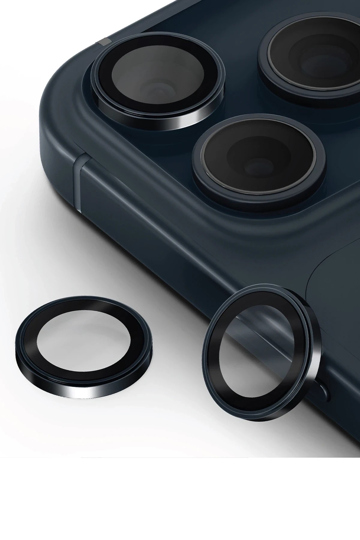 Uniq iPhone 17 Pro Max Optix Çelik Çerçeveli Sapphire Kamera Lens Koruyucu - Lacivert