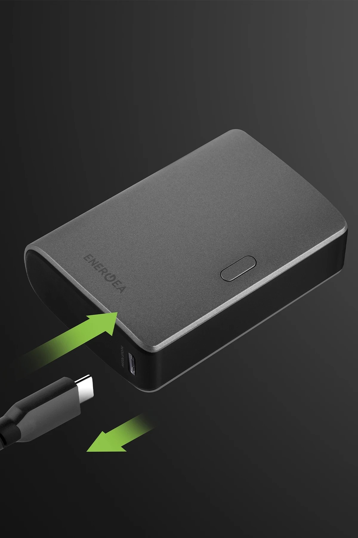 Energea ComPac 35 10.000 mAh Dijital Göstergeli 35W Type-C Çıkışlı 22.5W USB Çıkışlı PD Hızlı Şarj Powerbank - Koyu Gri