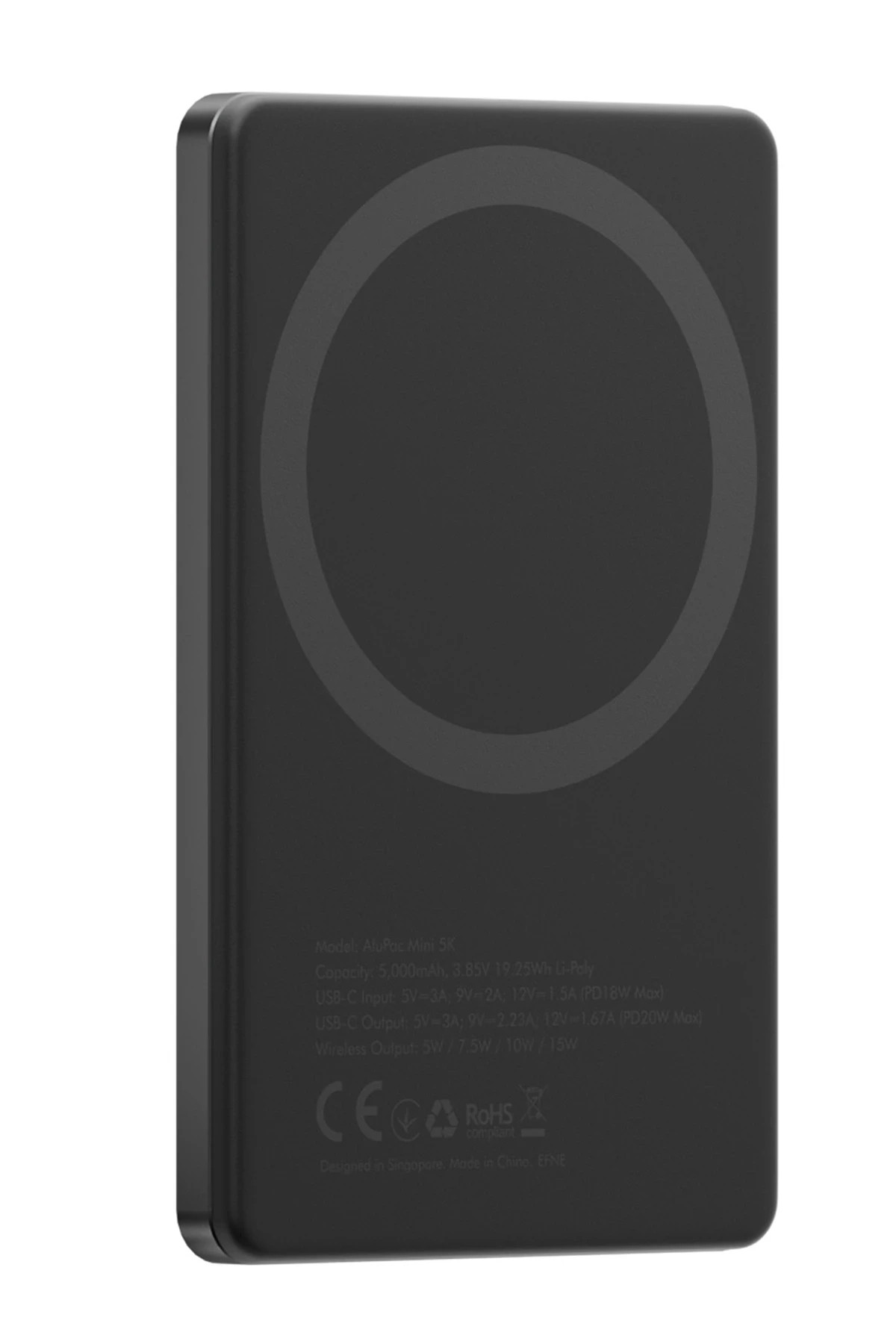 Energea AluPac Mini 5K 5.000 mAh 20W Type-C ve 15W Kablosuz Şarj Çıkışlı PD Hızlı Şarj Magsafe Powerbank - Koyu Gri