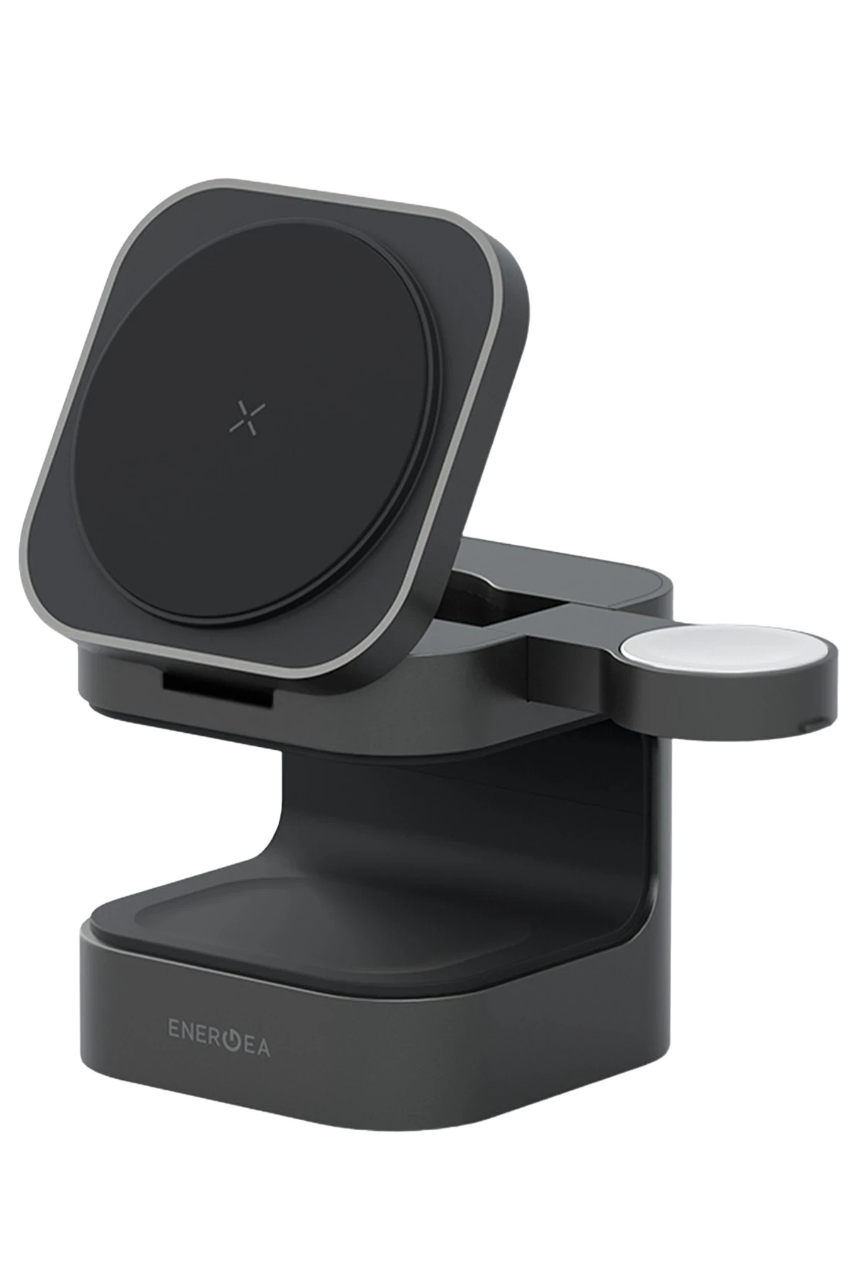 Energea MagCube 3in1 Katlanabilir 15W Telefon Saat Airpods Masaüstü Hızlı Şarj Standı - Koyu Gri