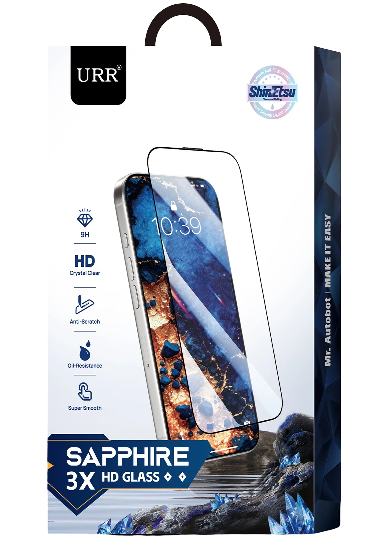 URR Apple iPhone 17 Pro Sapphire 3X HD Cam Ekran Koruyucu - Siyah
