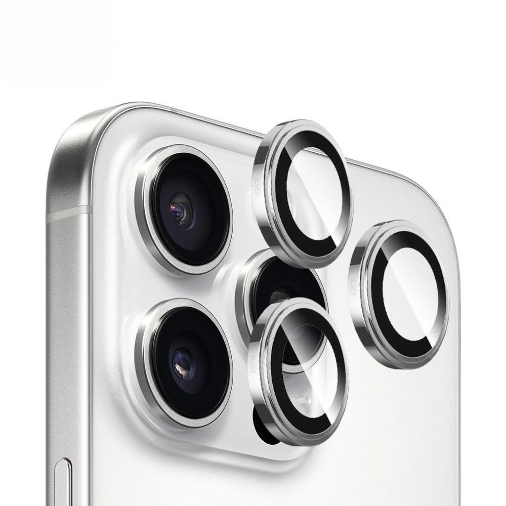 Blueo 16 Pro Max/ 16 Pro Gümüş/Silver Safir Sapphire Lens Koruyucu