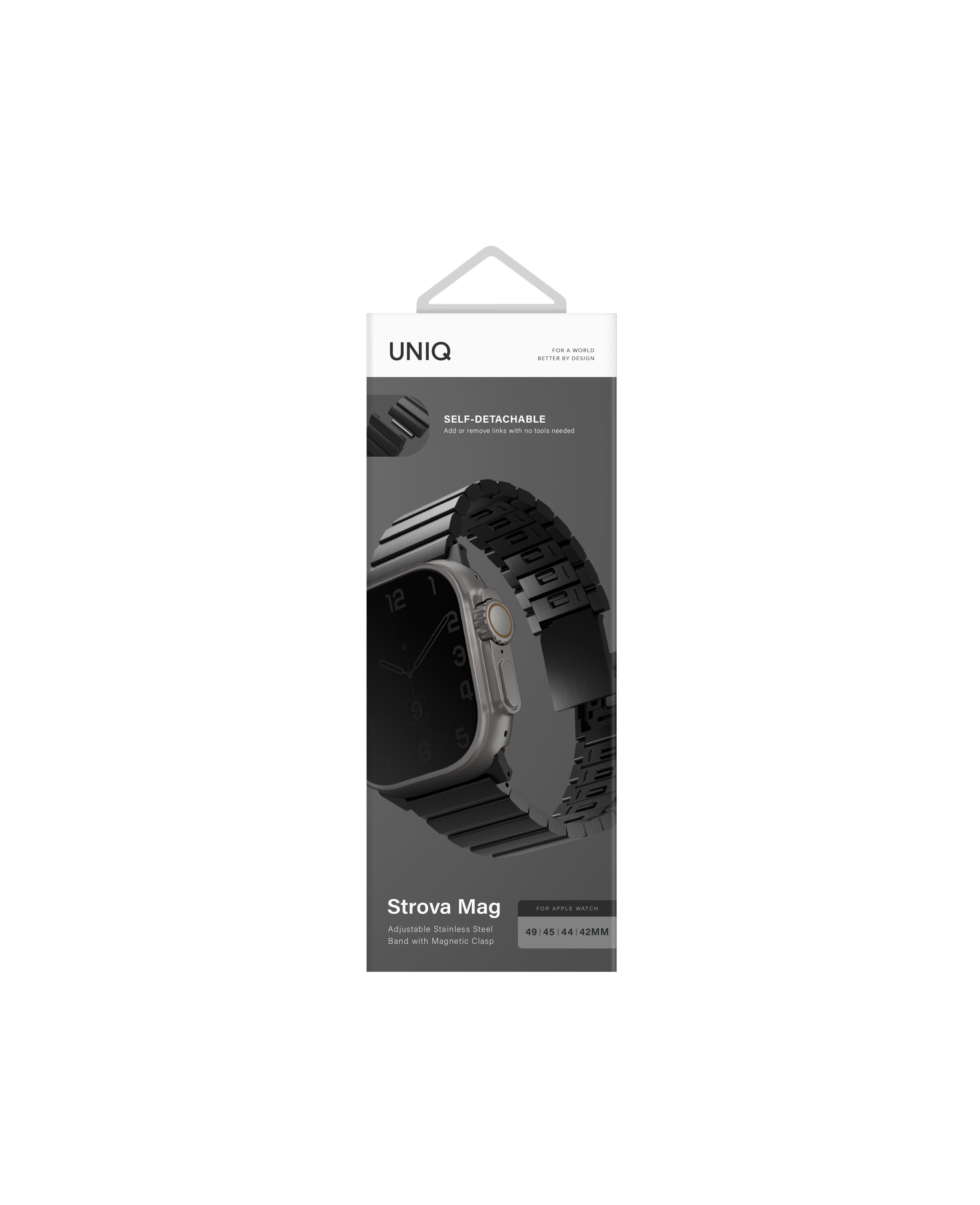 Uniq Watch Ultra 42-44-45-46-49 Mm Strova Mag Çelik Kordon - Siyah