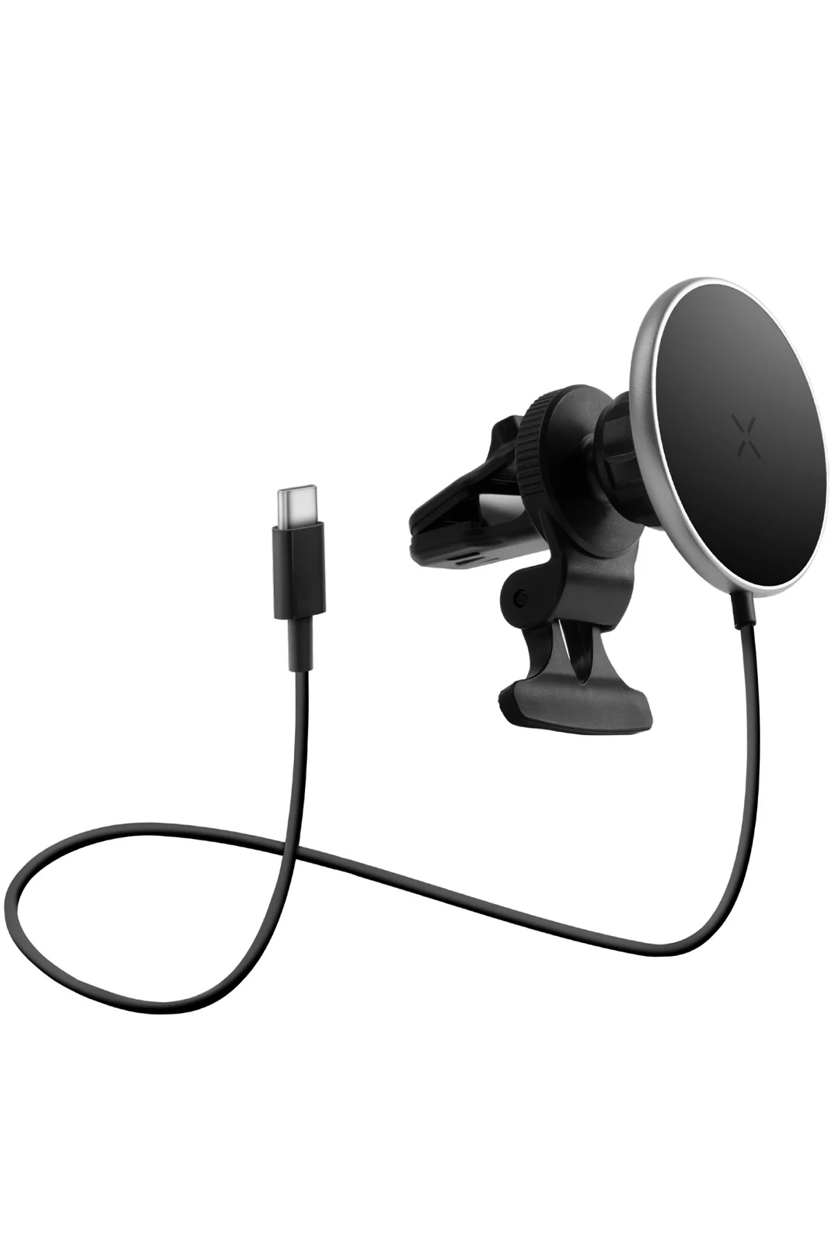 Energea MagDrive 2in1 Izgara Klipsli ve Vantuzlu 15W Kablosuz Şarjlı Manyetik Magsafe Araç Tutucu - Siyah