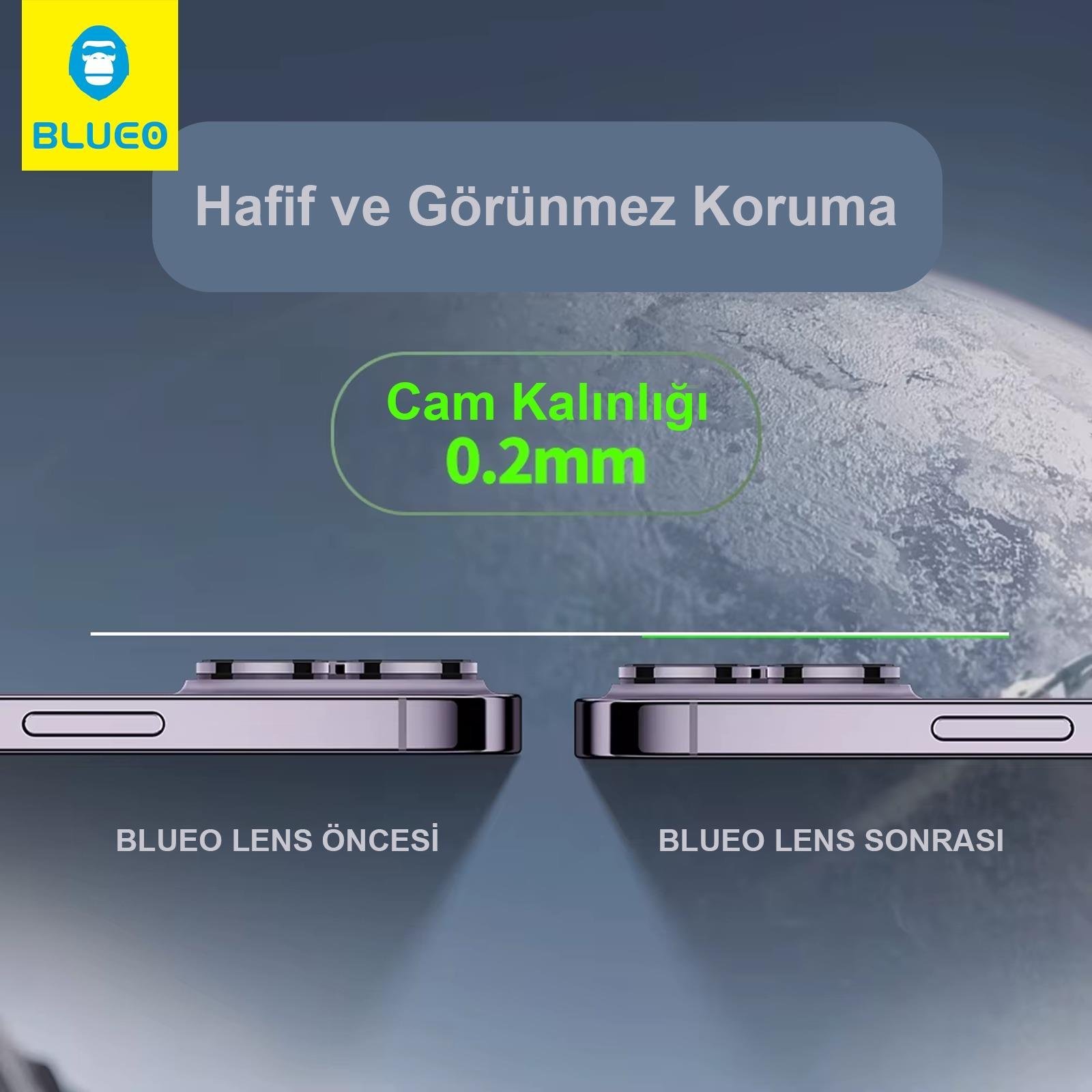 Blueo AR 99.99 iPhone 17 Pro 17 Pro Max Kamera Lens Koruyucu Gümüş