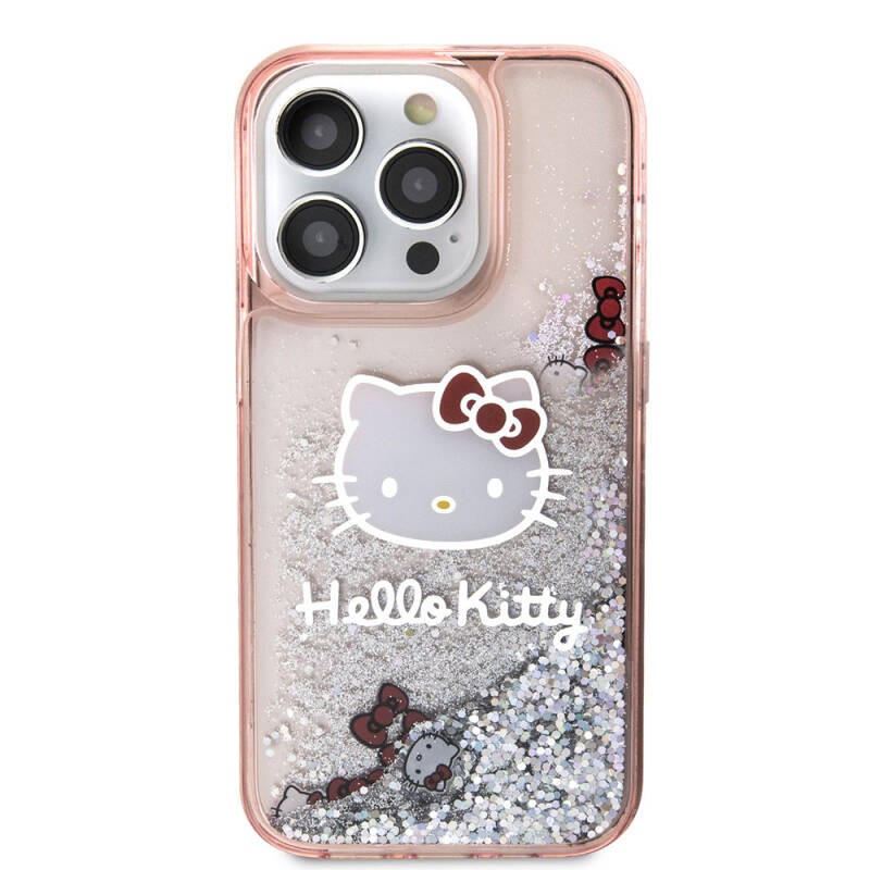 HELLO KITTY HC LIQUID GLITTER CHARMS KITTY HEAD PINK iPhone 15 PRO MAX HKHCP15XLIKHEP