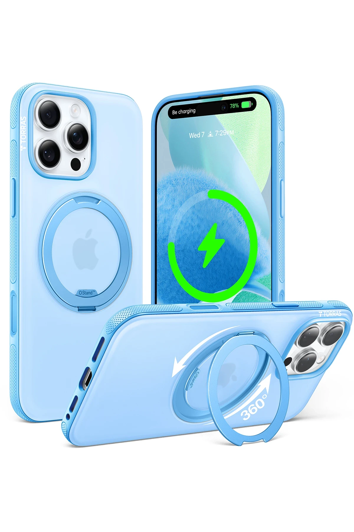 Torras Apple iPhone 16 Pro Max O Stand R Fitness Serisi Magsafe Kılıf - Açık Mavi