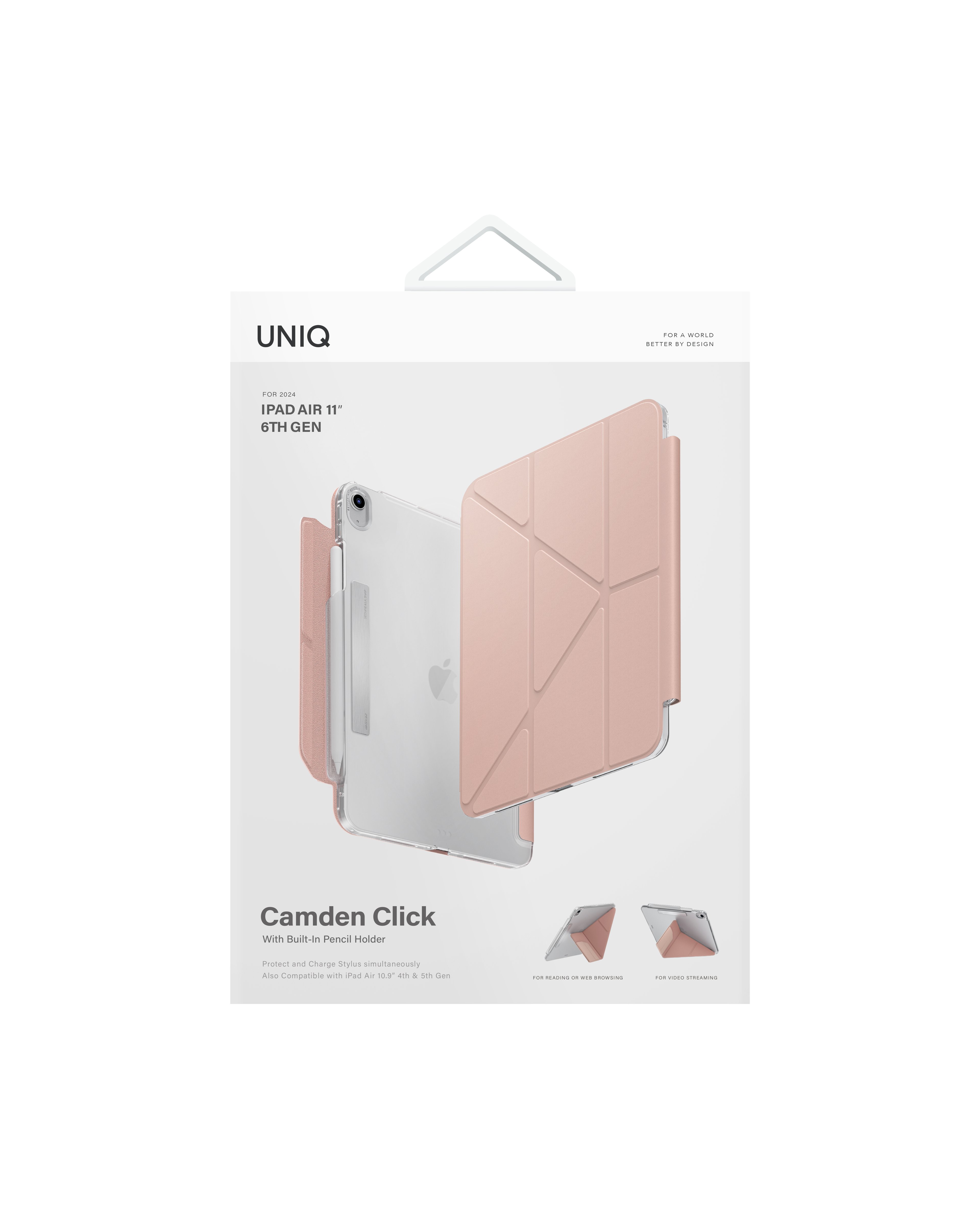 Uniq iPad Air 11 (2024) Camden Katlanabilir Tablet Kapak - Pembe