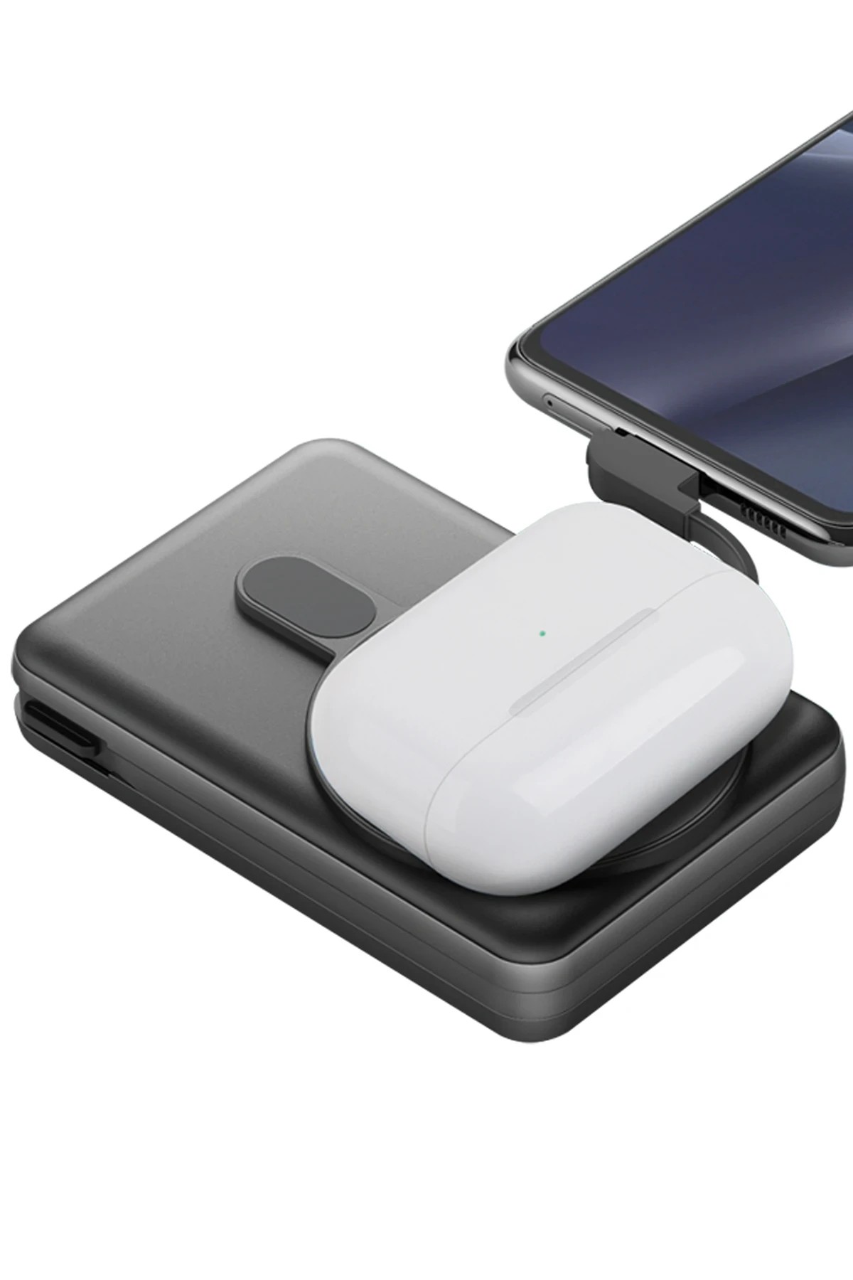 Energea MagPac Pro Plus 10.000 mAh 1 Adet 20W Type-C 1 Adet 20W Type-C Kablo ve 15W Kablosuz Şarj Çıkışlı PD Hızlı Şarj Magsafe Powerbank - Koyu Gri