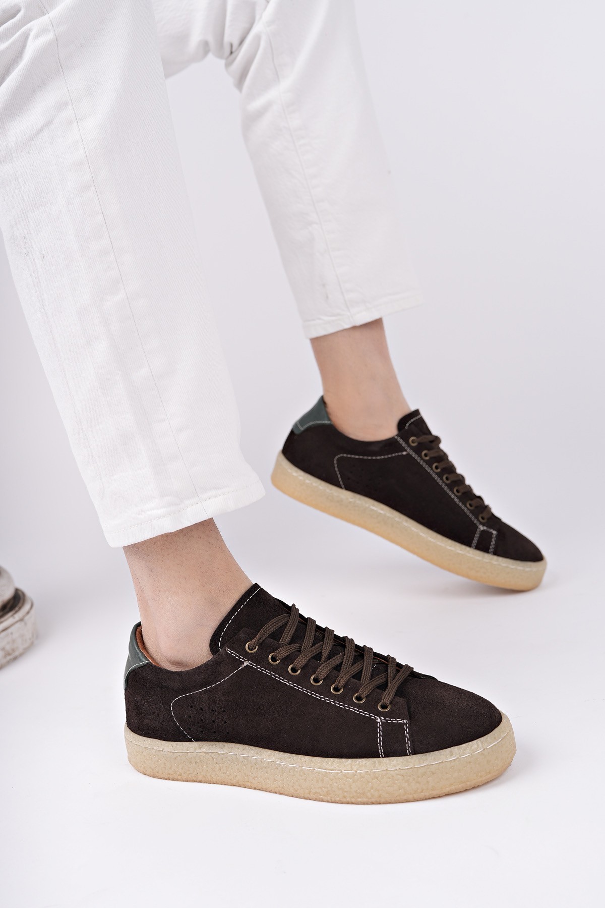 Muggo MİDWAY Bağcıklı Hakiki Deri Erkek Günlük Sneaker Spor Ayakkabı - KAHVERENGİ