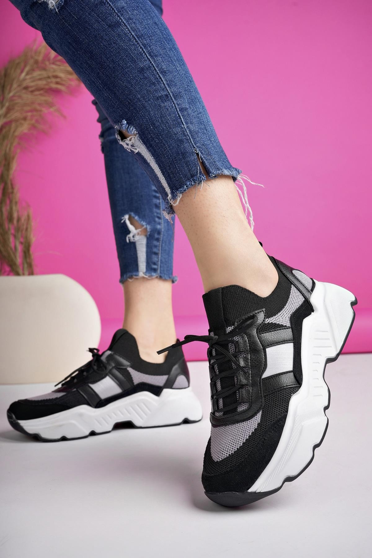 Muggo SEPHO Garantili Günlük Yürüyüş Koşu Yüksek Taban Rahat Kadın Sneaker Spor Ayakkabı
