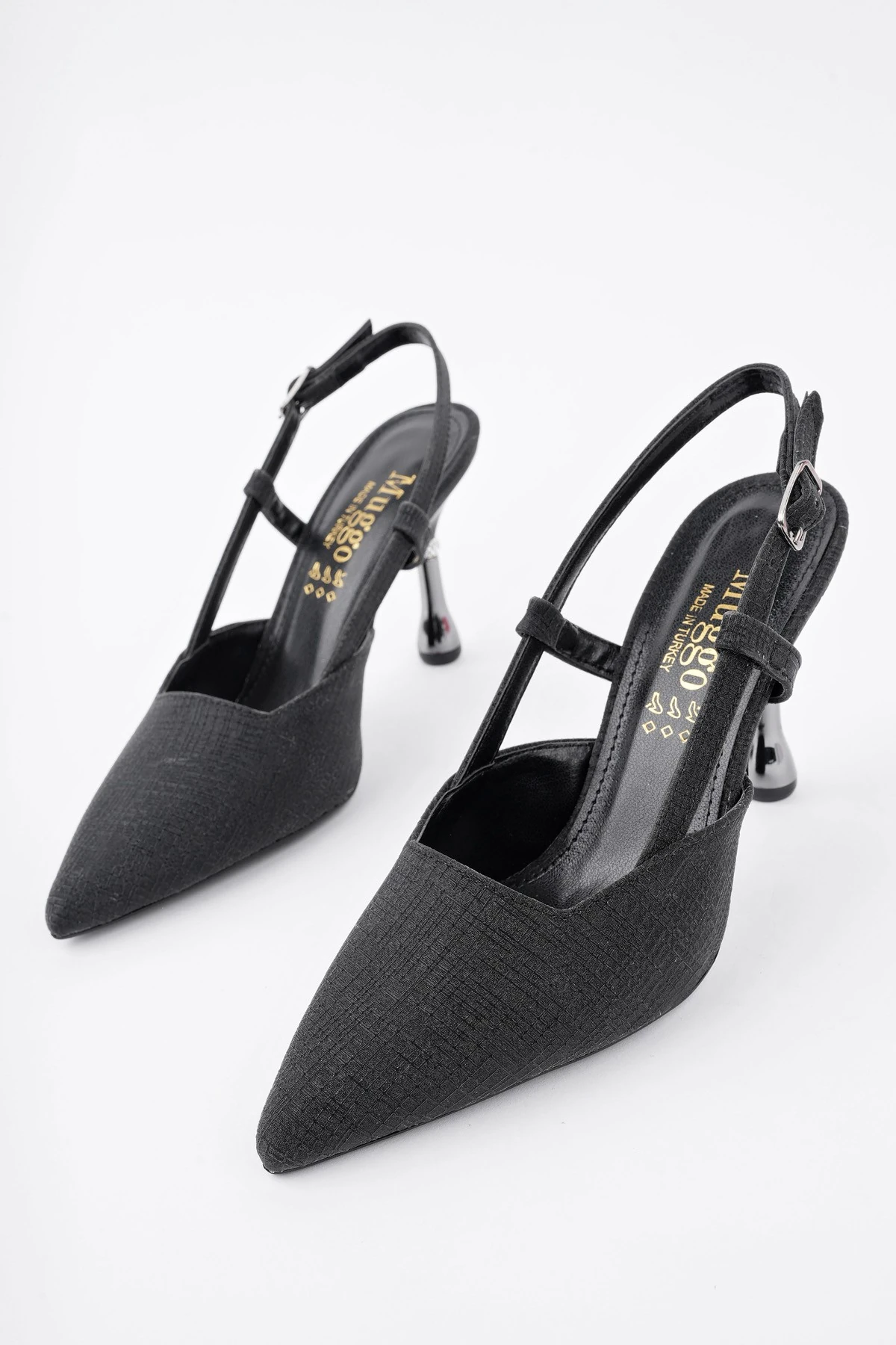 Muggo JESİ Sivri Burun Arkası Açık Günlük Klasik Kadın Topuklu Ayakkabı