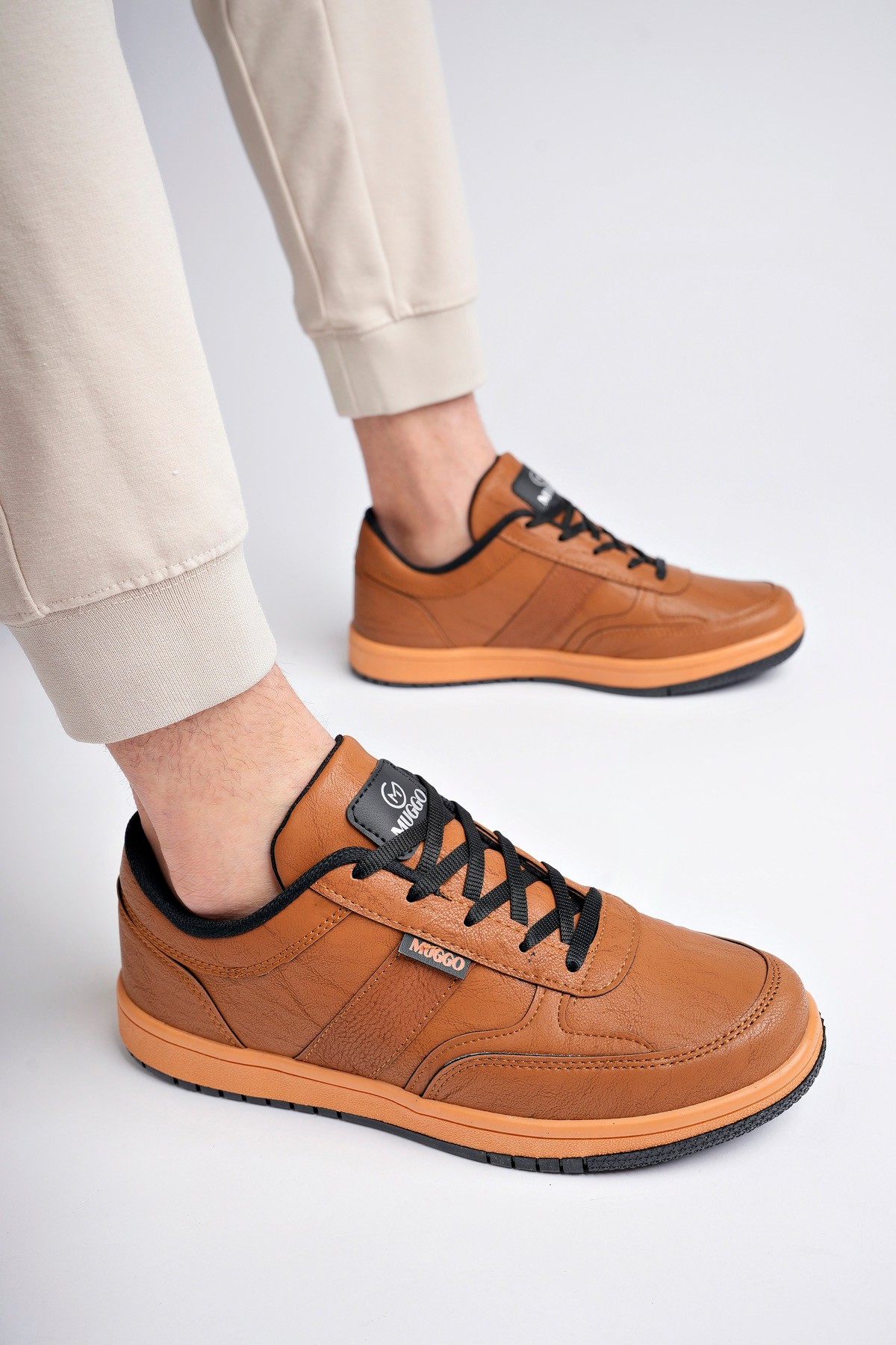 Muggo JOEL Garantili Erkek Günlük Casual Bağcıklı Sneaker Spor Ayakkabı - TABA