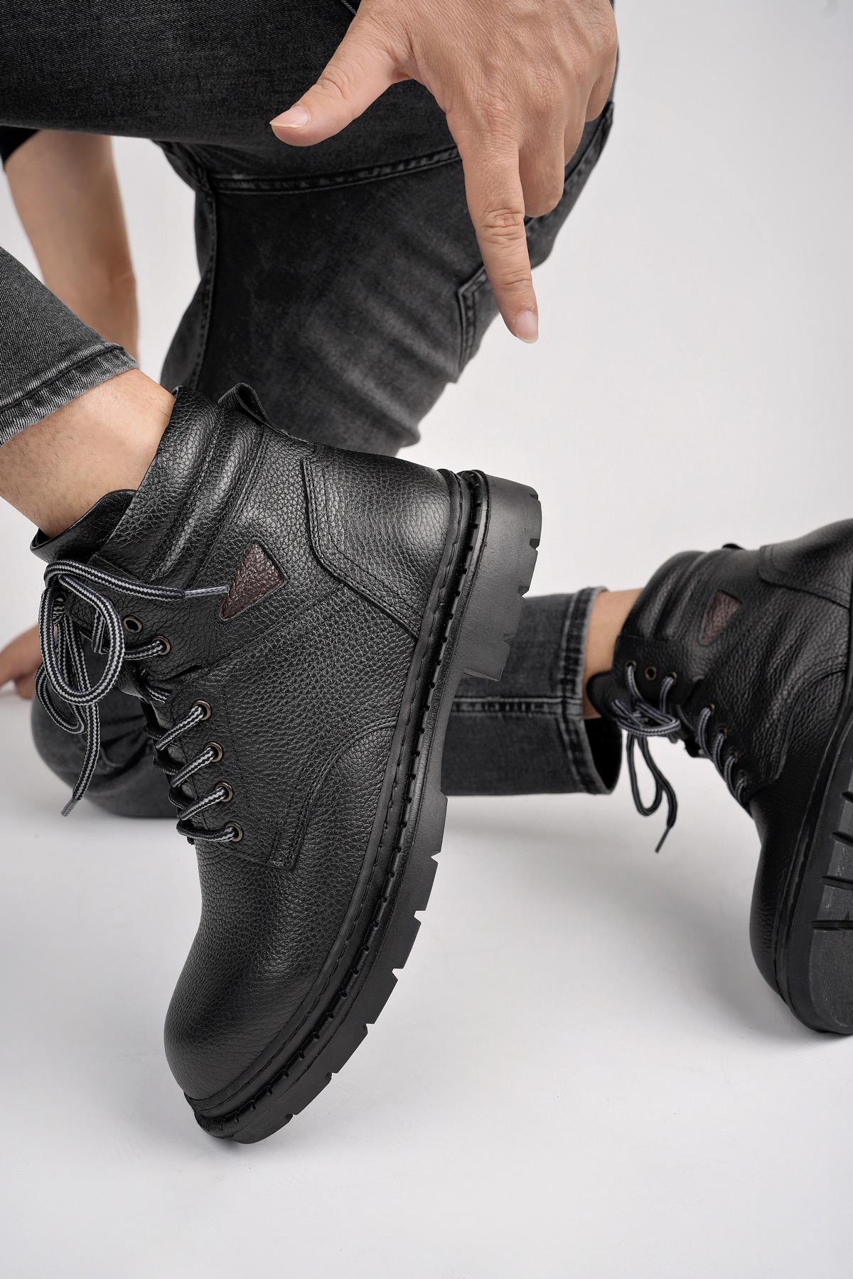 Muggo STEPHAN Garantili Bağcıklı Hakiki Deri Kaymaz Taban Erkek Bot