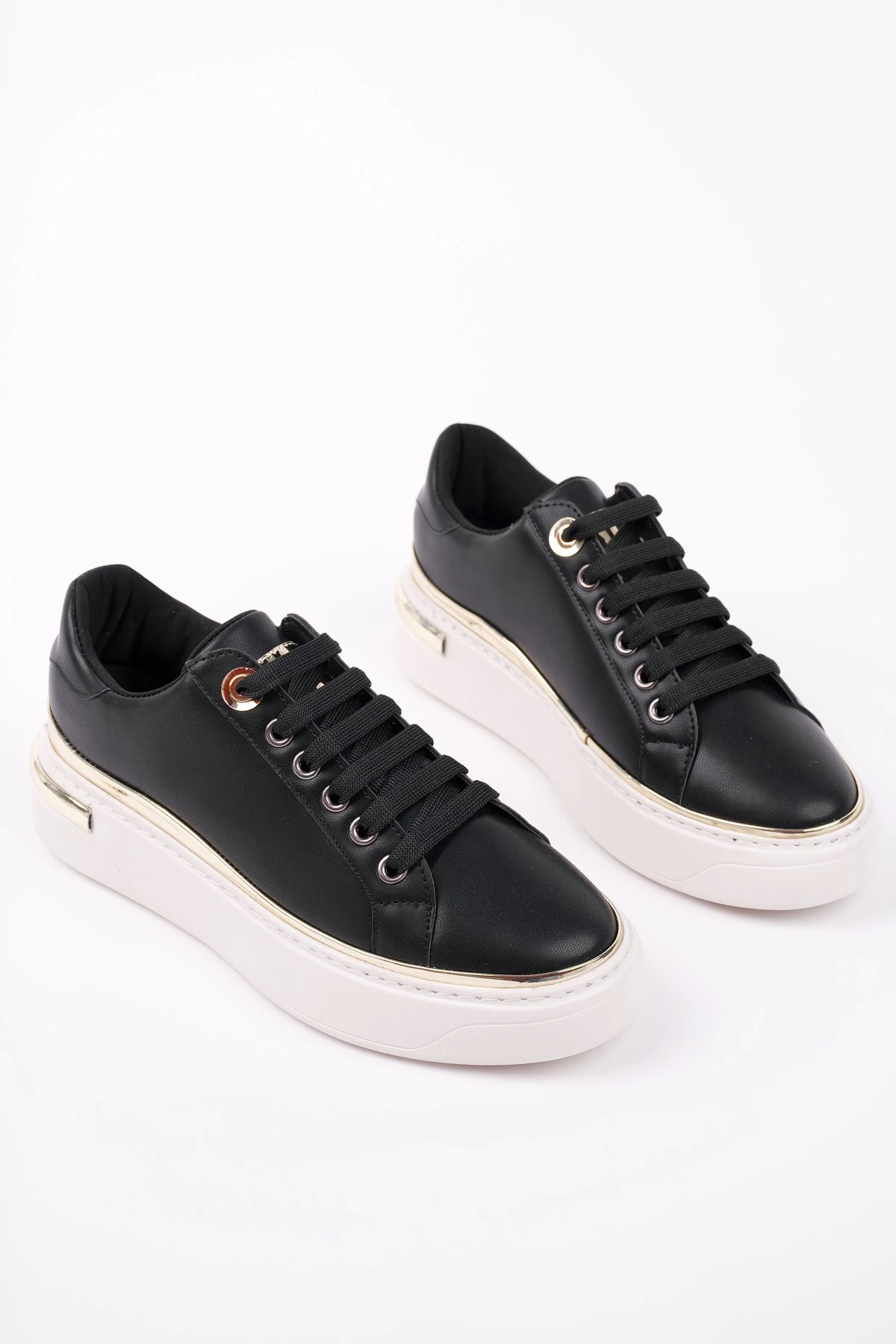 Muggo SVETLANA İnce Şerit Detaylı Bağcıklı Günlük Kadın Sneaker Spor Ayakkabı