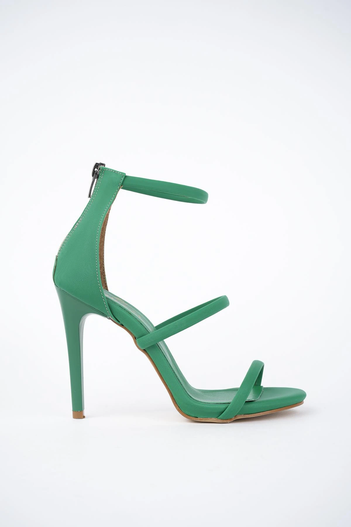 Muggo Nikita Garantili Kadın Arkası Fermuarlı Saten Tarz Şık ve Rahat İnce Topuklu Ayakkabı