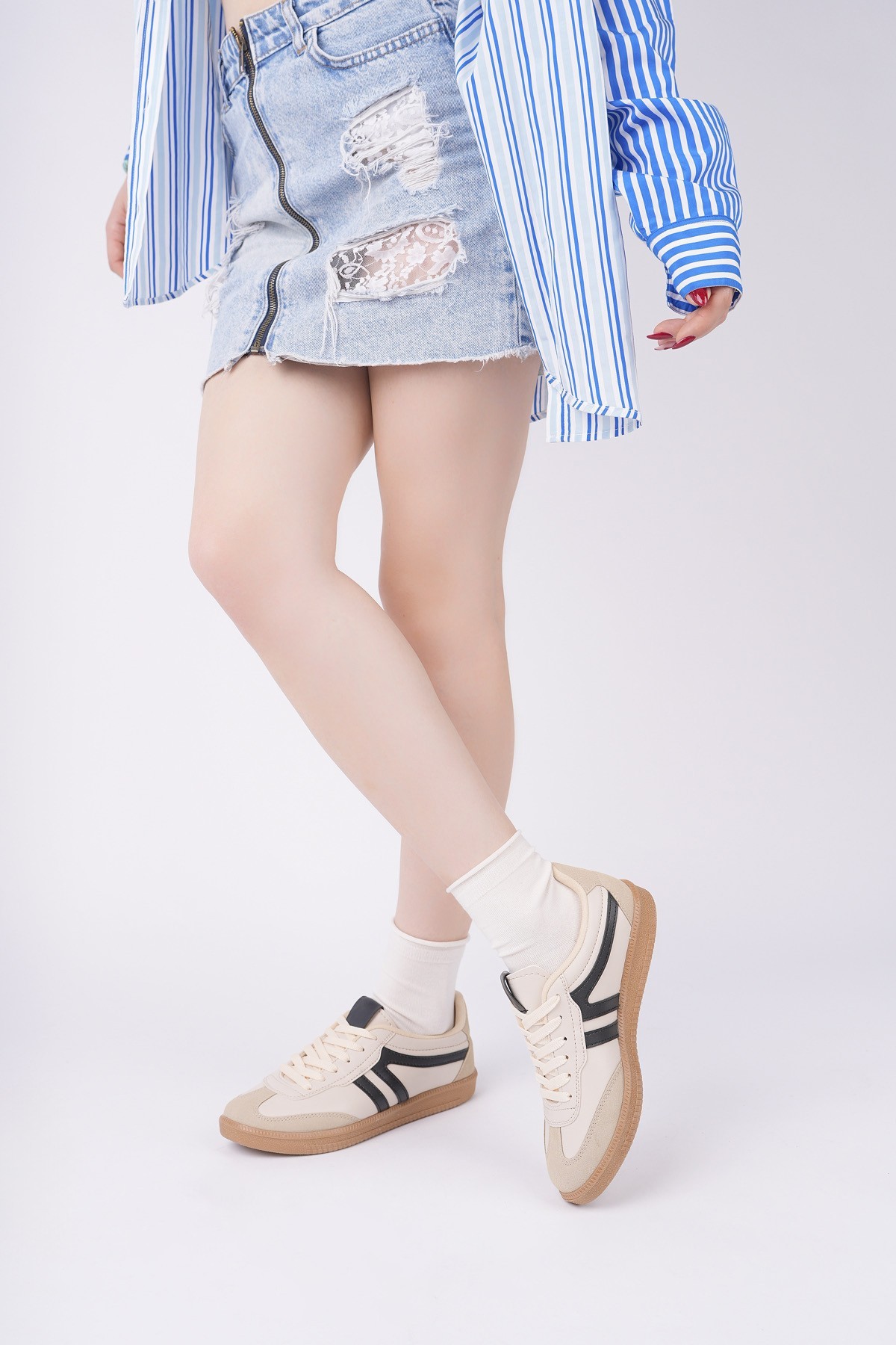 Muggo GARCİA Garantili Unisex Ortopedik Günlük Bağcıklı Yürüyüş Koşu Sneaker Spor Ayakkabı