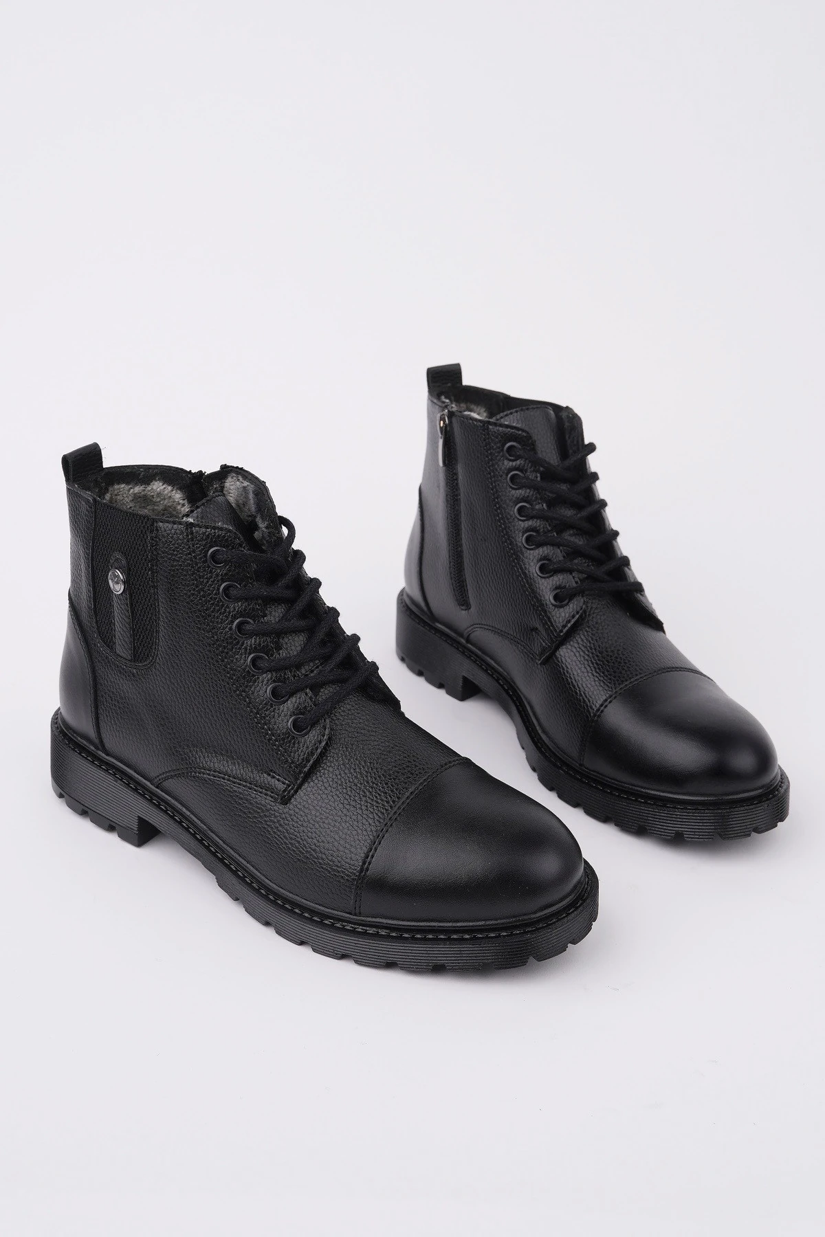 Muggo RAFA Fermuarlı Bağcıklı Kürklü Erkek Bot 