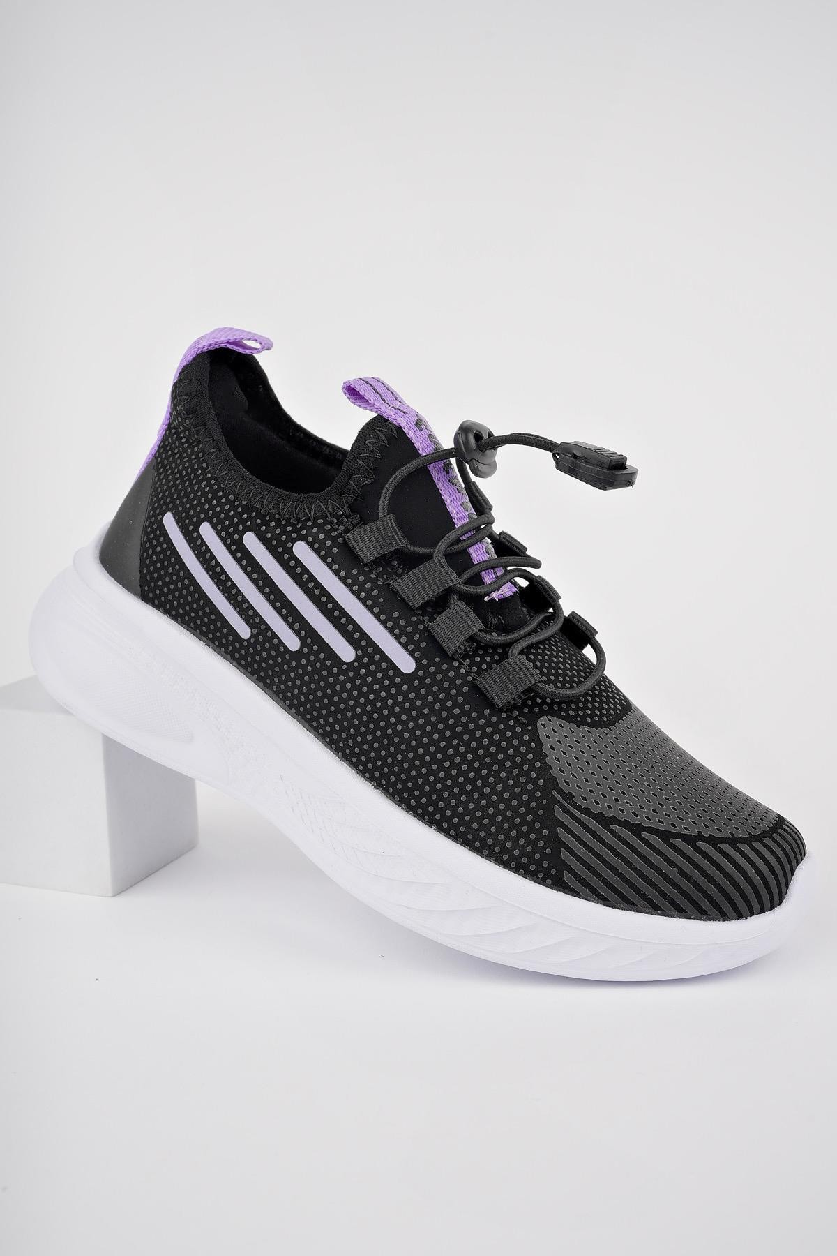 Muggo LUPİN Garantili Günlük Unisex Çocuk Bağcıklı Rahat Sneaker Spor Ayakkabı - MOR