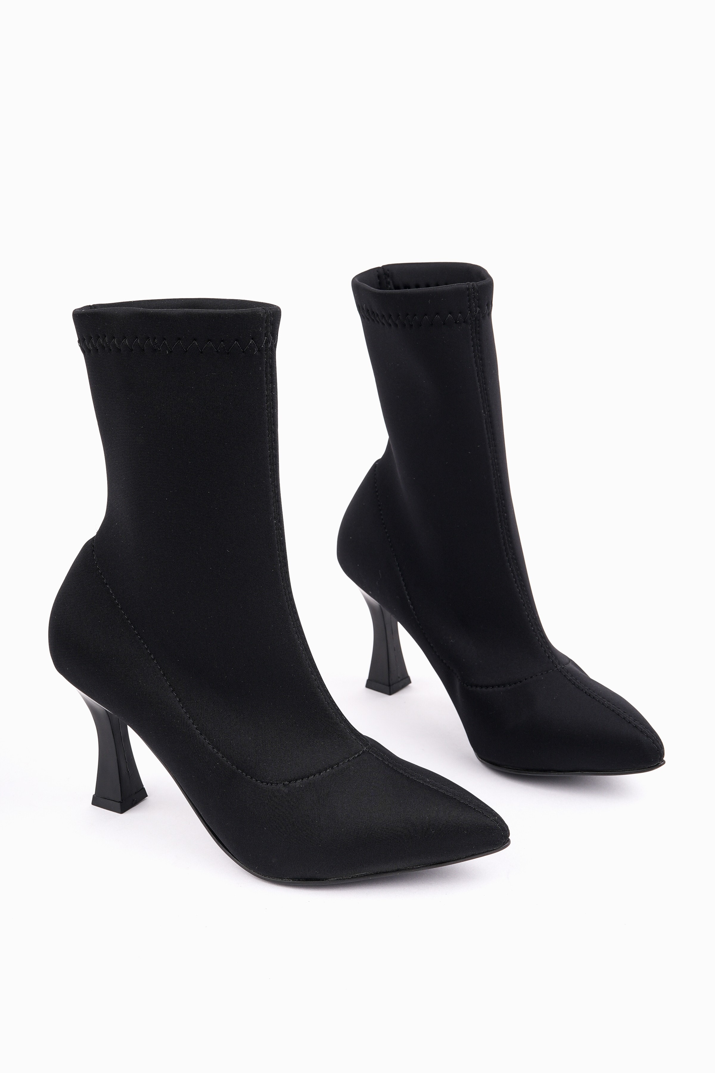 Muggo GLASYA Sivri Burun İnce Topuklu Kadın Streç Bot