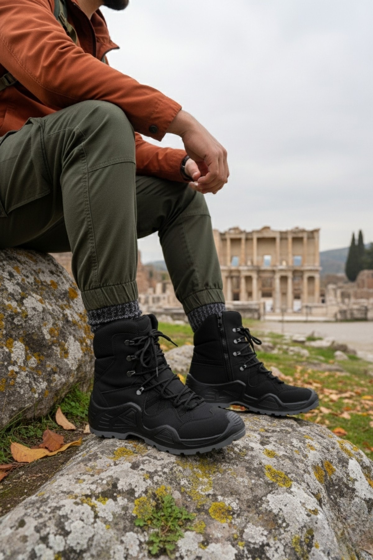 Muggo RANGER Tactical Askeri Fermuarlı ve Bağcıklı Postal Çöl Botu