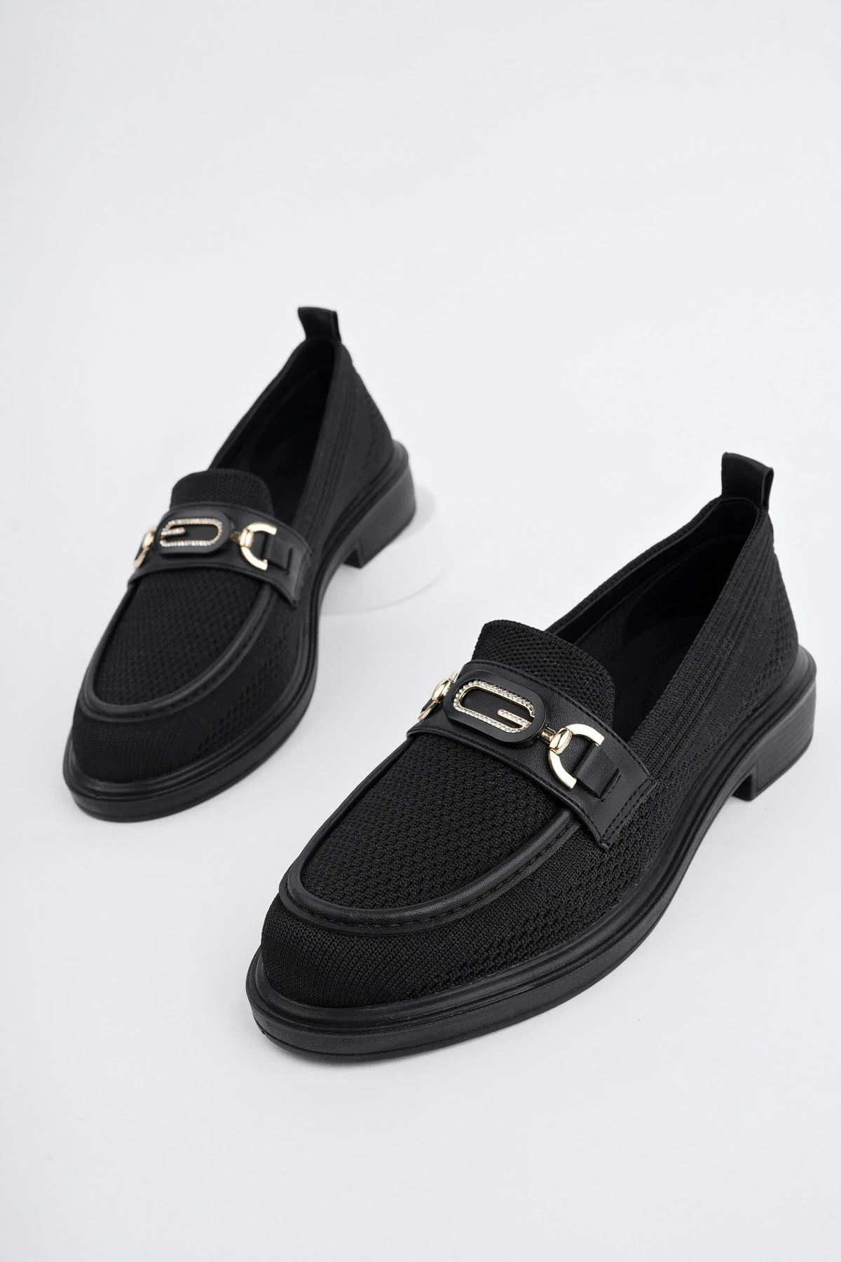 Muggo SAKURA Metal Tokalı Triko Kadın Loafer Günlük Makosen Ayakkabı