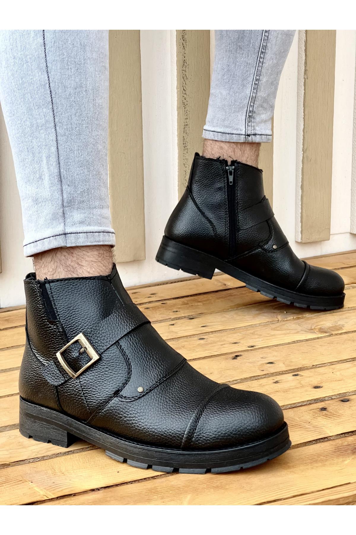 Muggo M1001 Su&soğuk Geçirmez Kürklü Garantili Unisex Kışlık Fermuarlı Bot Kauçuk Taban Sağlam