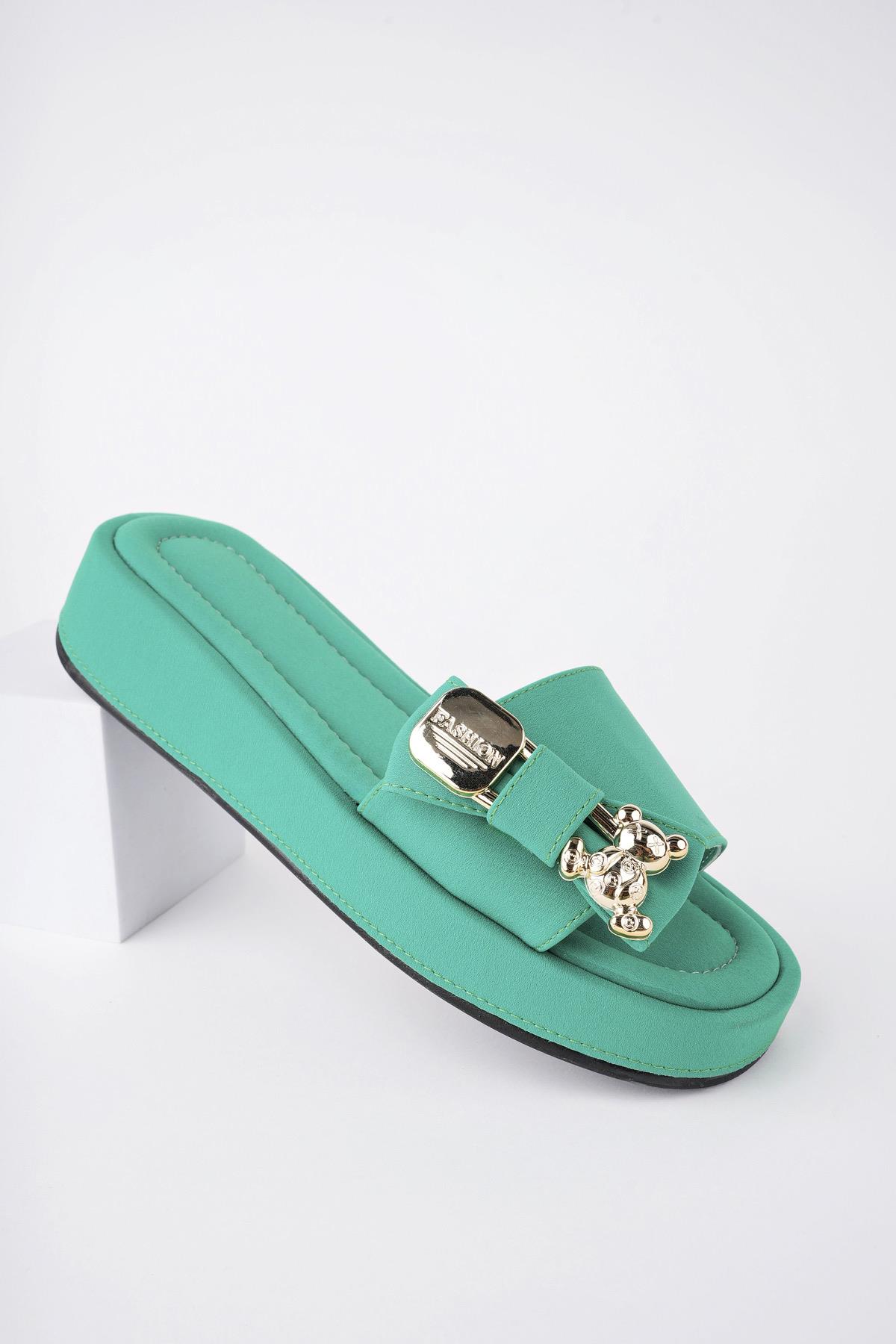 Muggo Mişa Garantili Günlük Fiyonk Aksesuar Detaylı Kadın Terlik