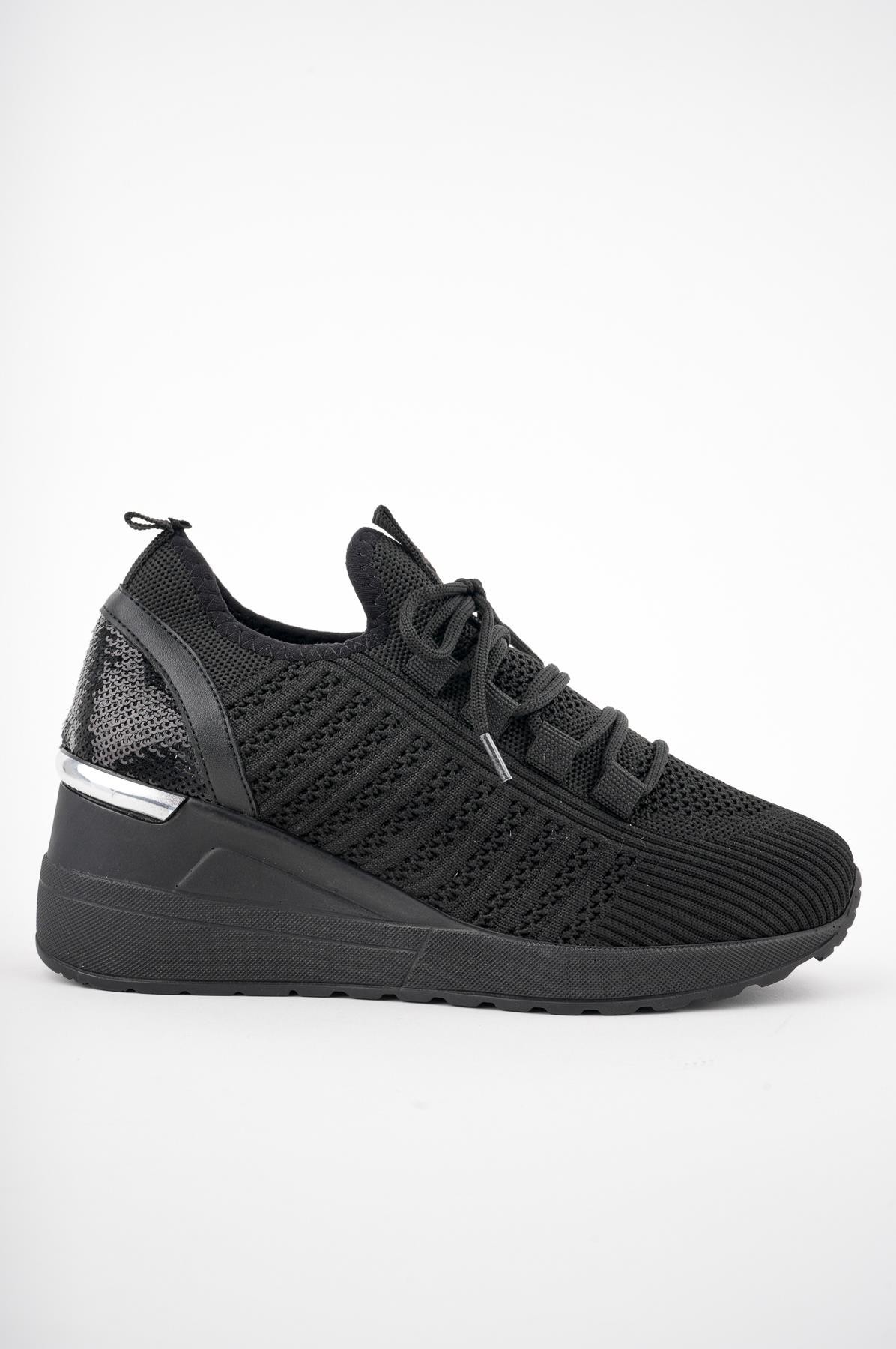 Muggo TYRA Garantili Kadın Ortopedik Yüksek Taban Günlük Bağcıklı Triko Sneaker Spor Ayakkabı