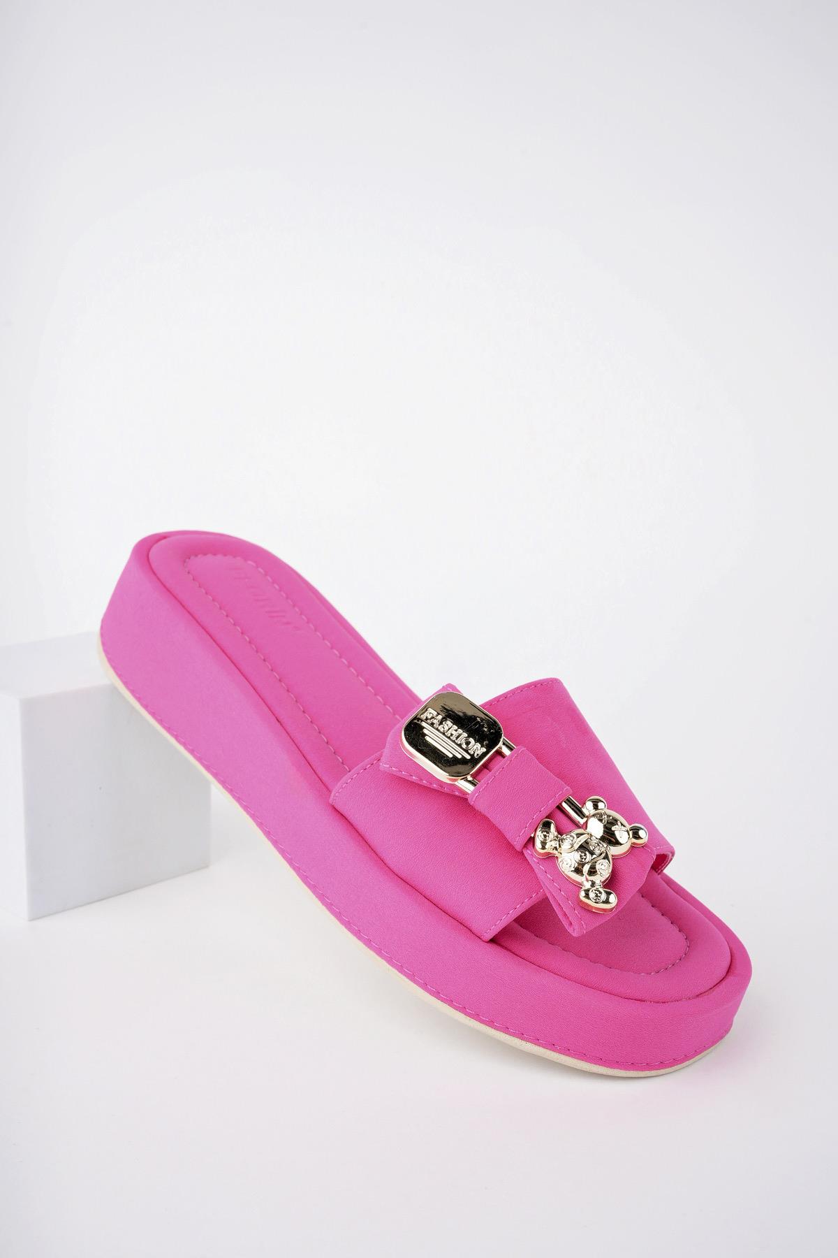 Muggo Mişa Garantili Günlük Fiyonk Aksesuar Detaylı Kadın Terlik