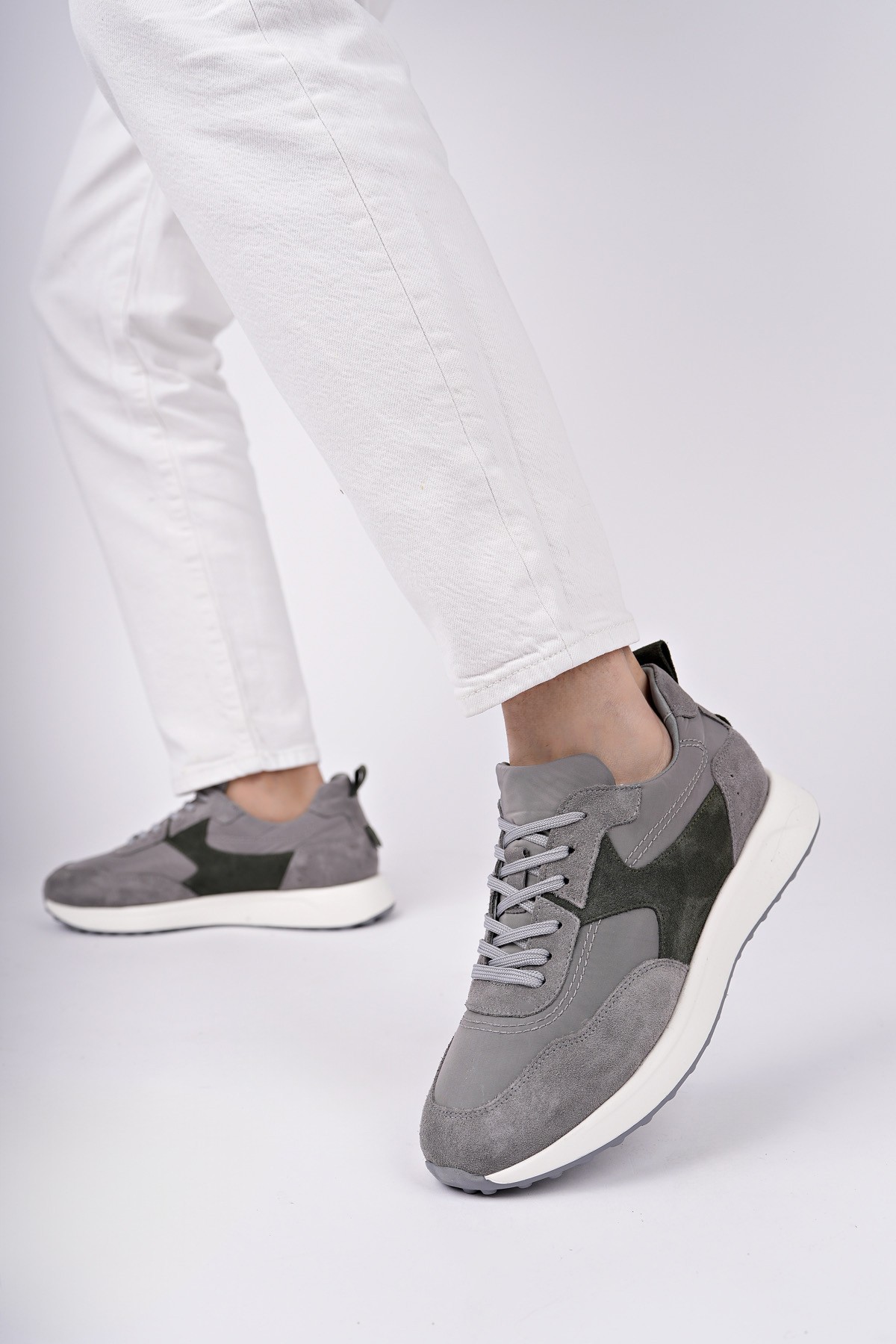 Muggo SVENSON Kalın Taban Bağcıklı Hakiki Deri Erkek Günlük Sneaker Spor Ayakkabı