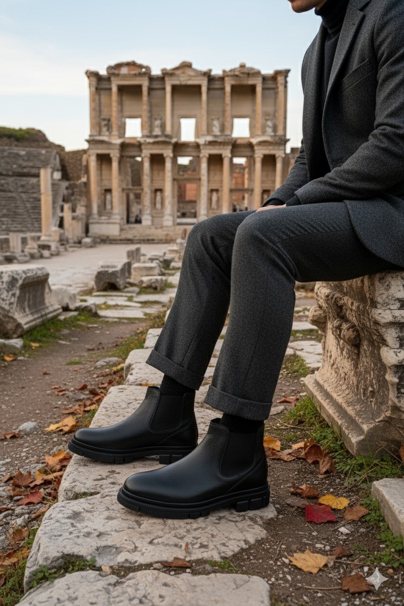 Muggo THOR Garantili Hakiki Deri Kalın Taban Erkek Kışlık Chelsea Bot