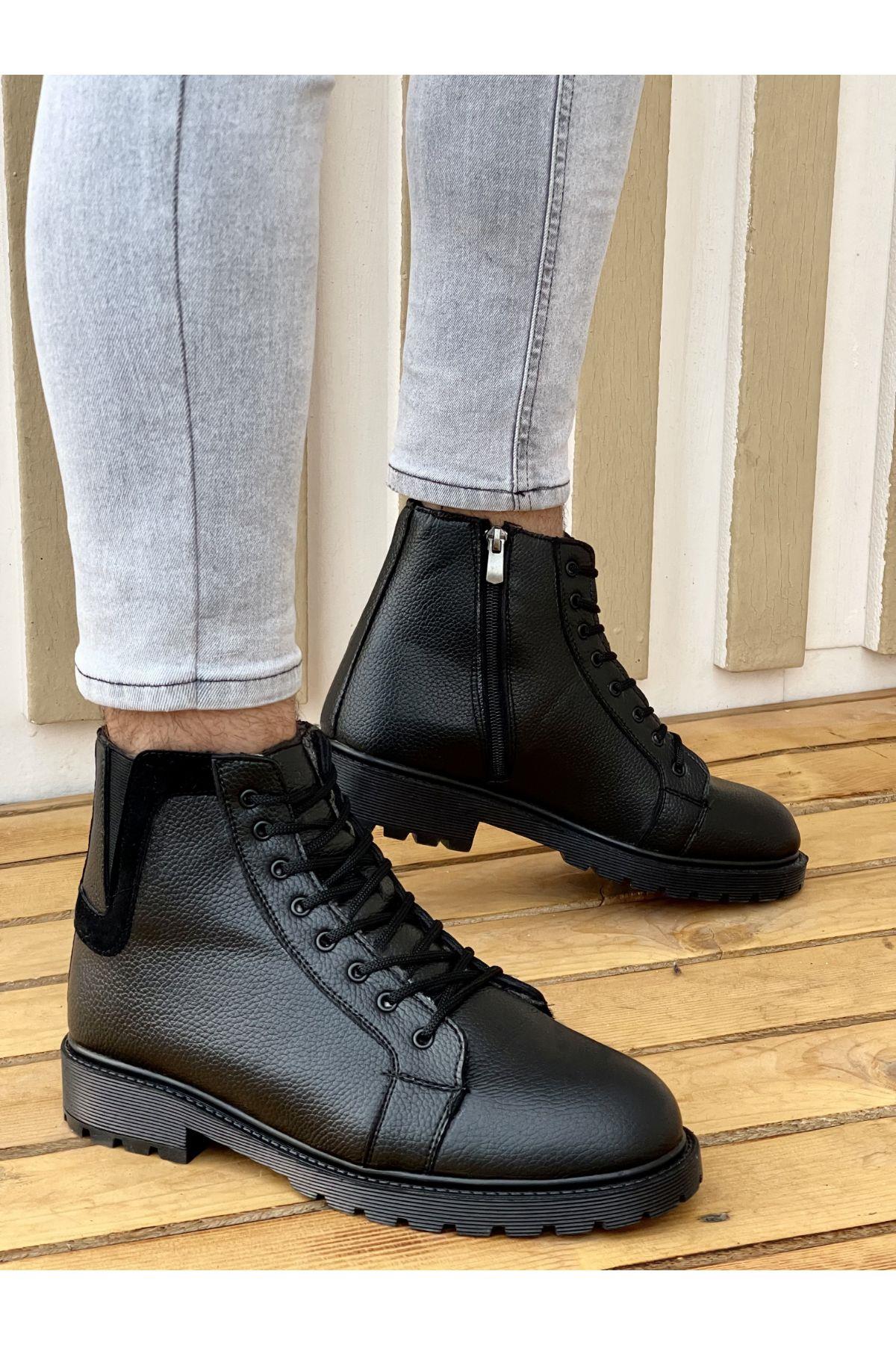 Muggo M100 Garantili Su & soğuk  Geçirmez Kürklü Garantili Kışlık Fermuarlı Bot Kauçuk Taban Sağlam