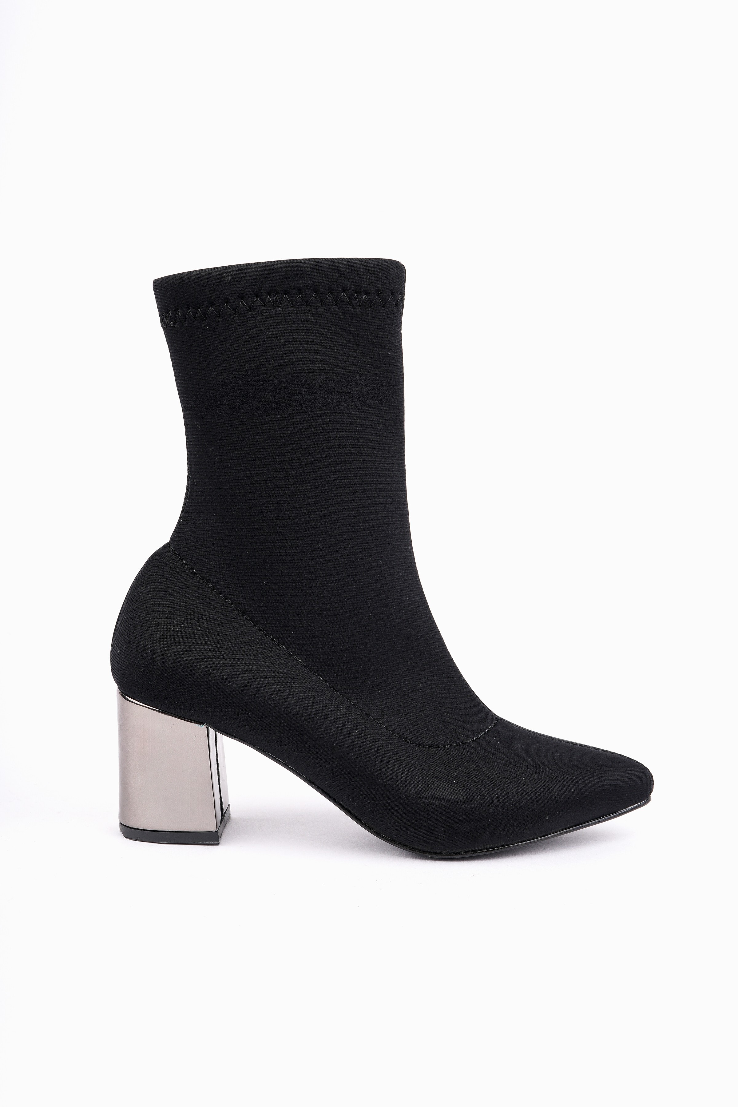 Muggo GRANDE Sivri Burun Kalın Topuklu Kadın Streç Bot