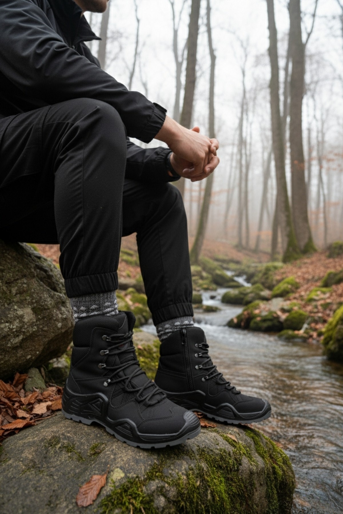 Muggo RANGER Tactical Askeri Fermuarlı ve Bağcıklı Postal Çöl Botu - SİYAH