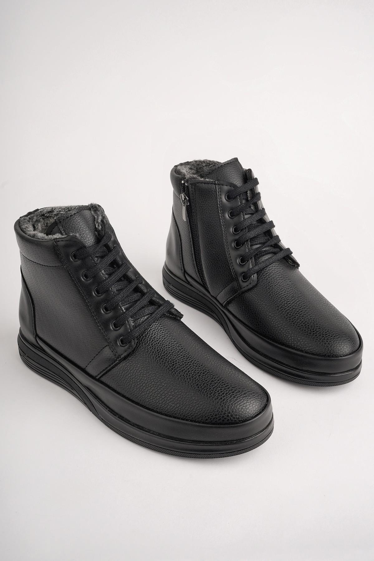 Muggo DEWEY Garantili Fermuarlı Bağcıklı Kürklü Soğuk Geçirmez Erkek Bot 