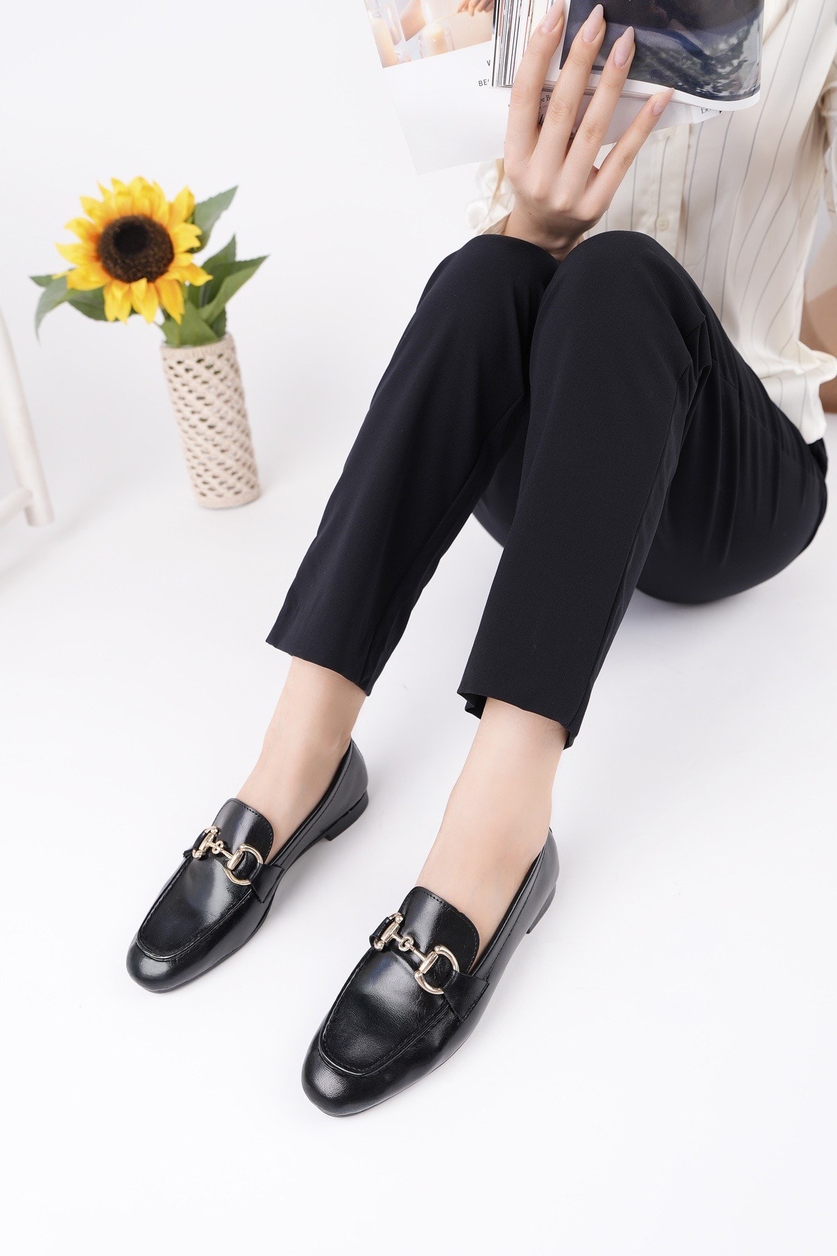 Muggo STRİDE Metal Tokalı Kadın Günlük Loafer Ayakkabı