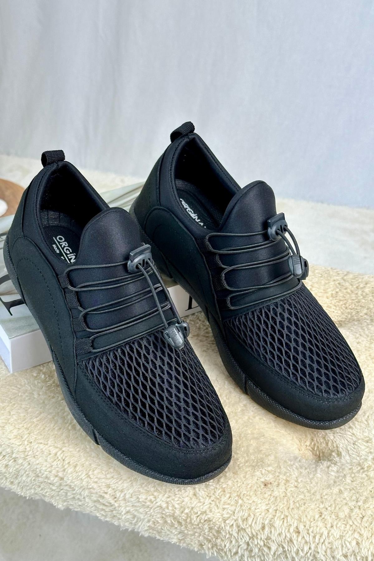 Muggo Depp Garantili Günlük Erkek Slip-on Nefes Alabilen Bağcıksız Esnek Sneaker Spor Ayakkabı - SİYAH