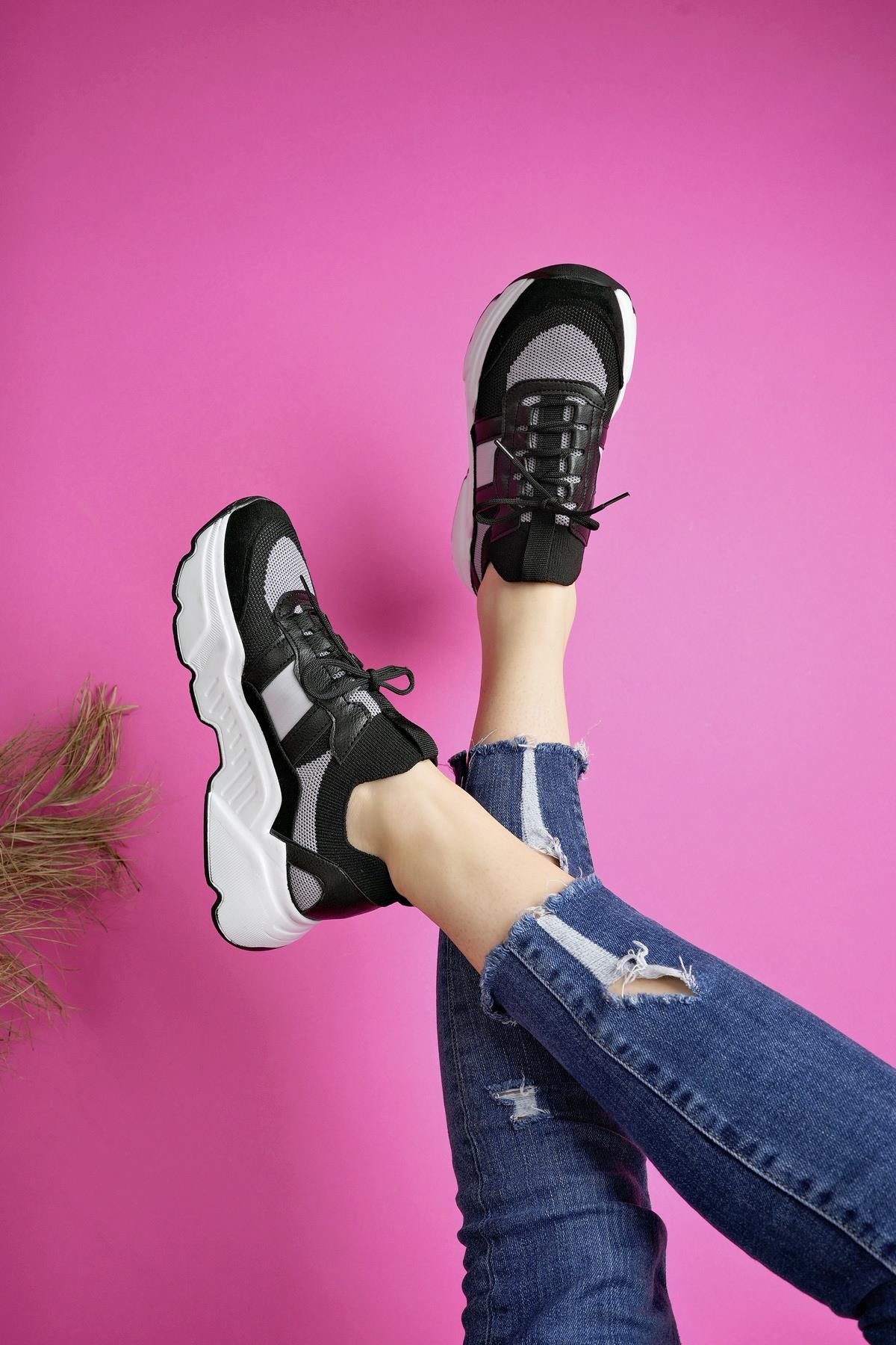 Muggo SEPHO Garantili Günlük Yürüyüş Koşu Yüksek Taban Rahat Kadın Sneaker Spor Ayakkabı