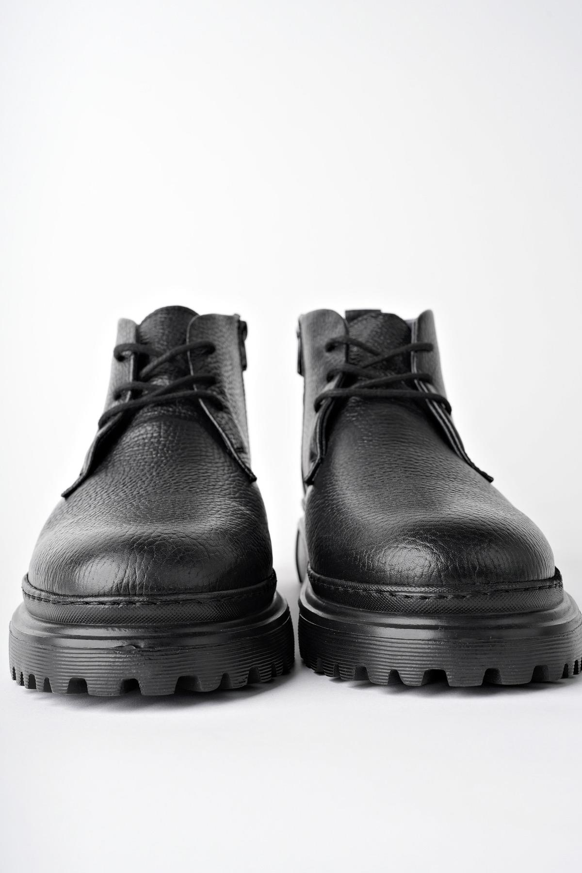 Muggo FODEN Garantili Hakiki Deri Fermuarlı İçi Kürklü Eva Taban Erkek Kışlık Bot